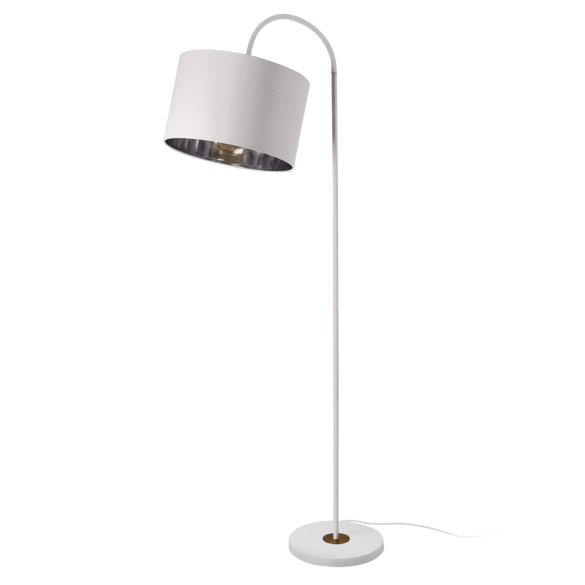 lux.pro Lampada da Terra Alta 173 cm Lampada a Stelo Curvo con Paralume Orientabile - Piantana con Abat-Jour Cilindrico in Tessuto - Bianco