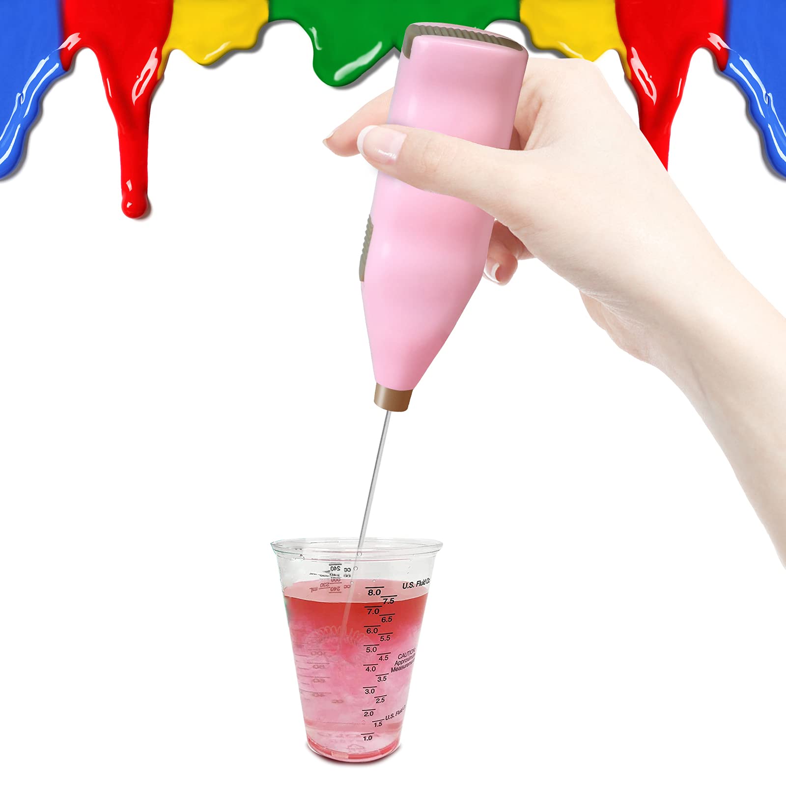 Epoxy Resin Mixer for Crafts Tumblers, Magic Tools Stirrer Blender Apply to Mixing Epoxy Resin Acrylic Glitter Pigments, Hand-held Electric Mixer for Epoxy Glitter Tumblers Cups Making, Battery Operated and Easy to Clean (Pink)