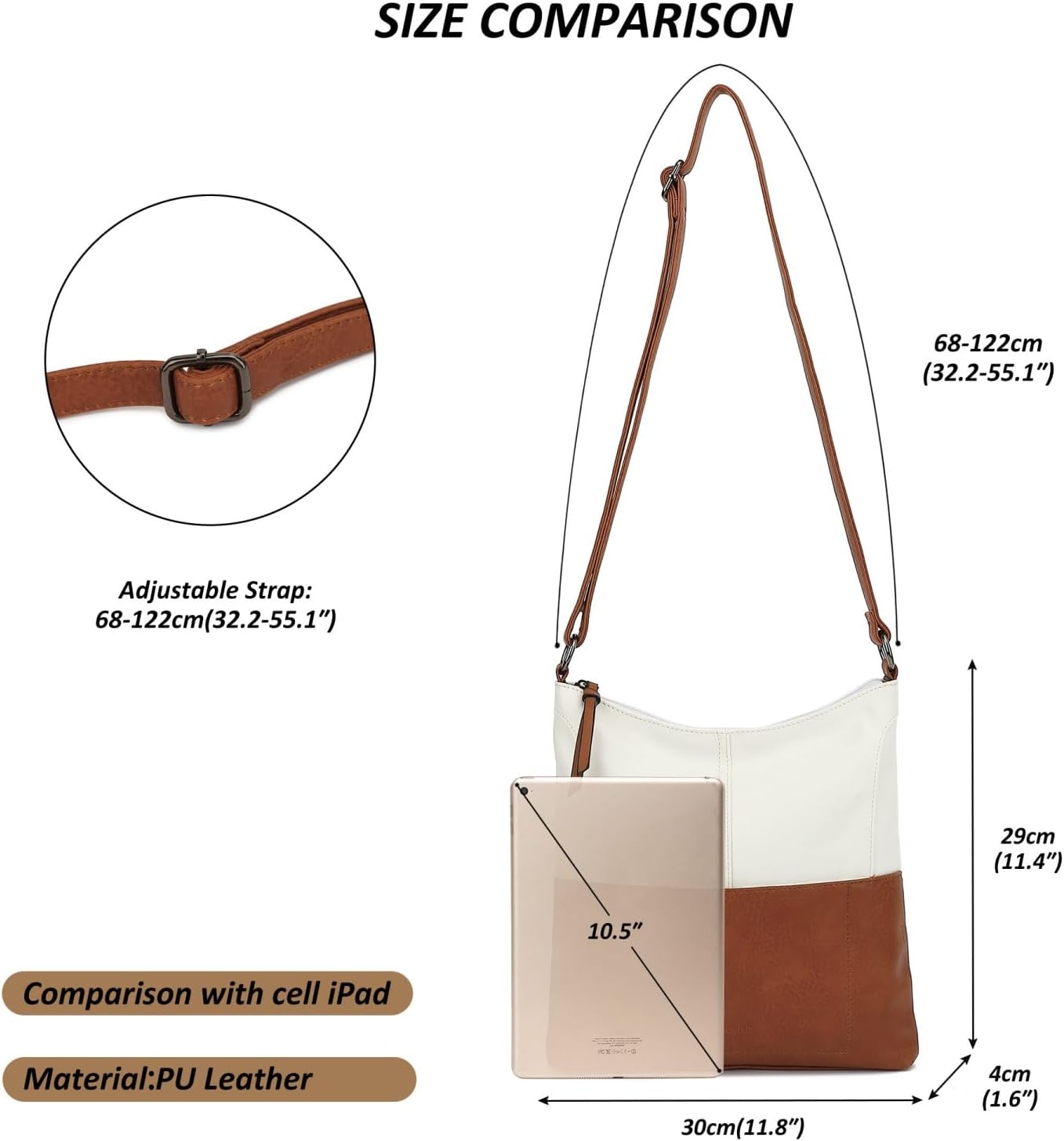 TANTOMI Crossbody Bags Handbags for Women Vegan Leather Purse and Shoulder Bag with Adjustable Shoulder Strap - Image 3