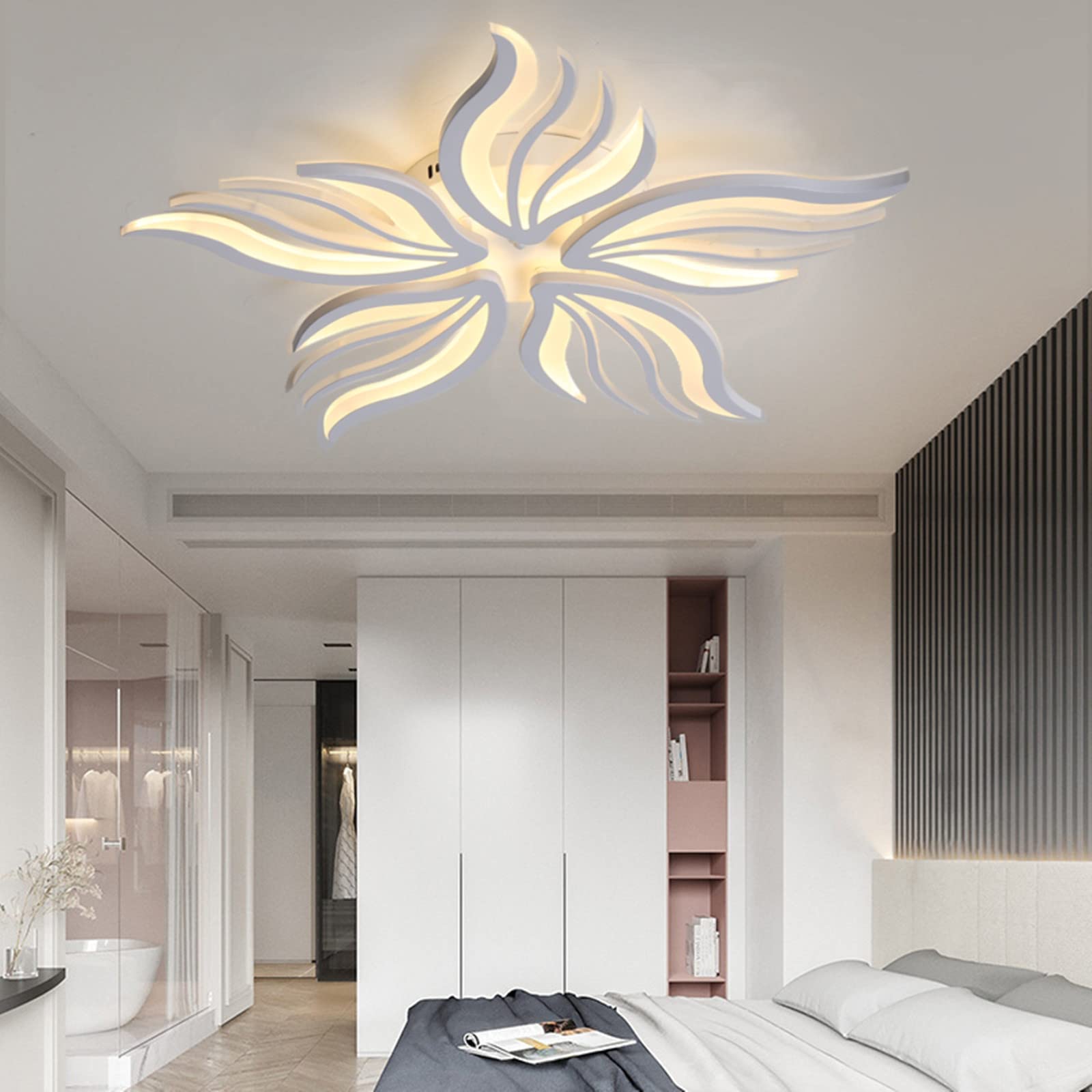 Plafonnier LED Dimmable 48W avec Télécommande Changement de Couleur Lumière Salon Chambre Blanc