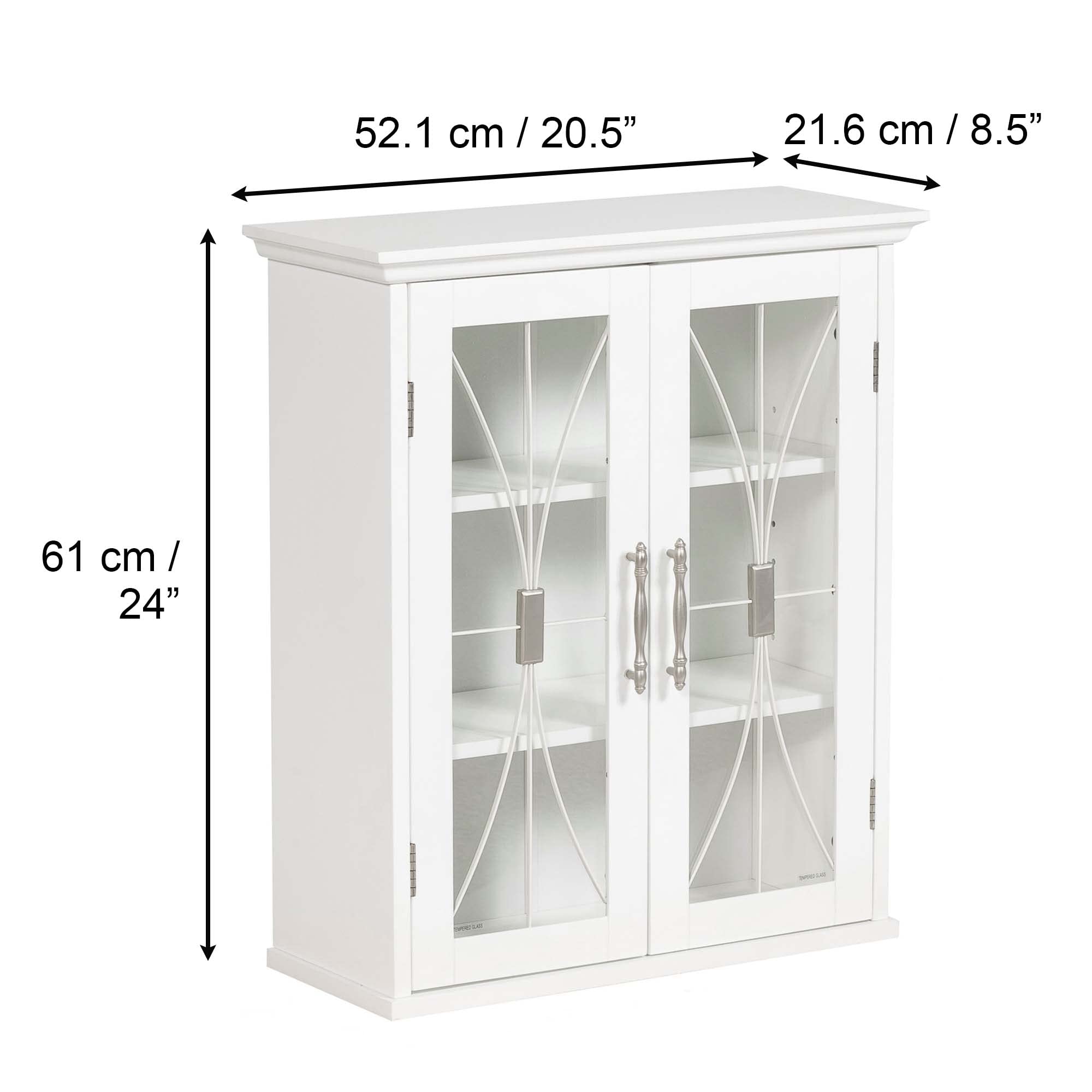 Teamson Home Armoire de Toilette Murale Salle de Bain 2 Portes en Bois Blanc Delaney 7930