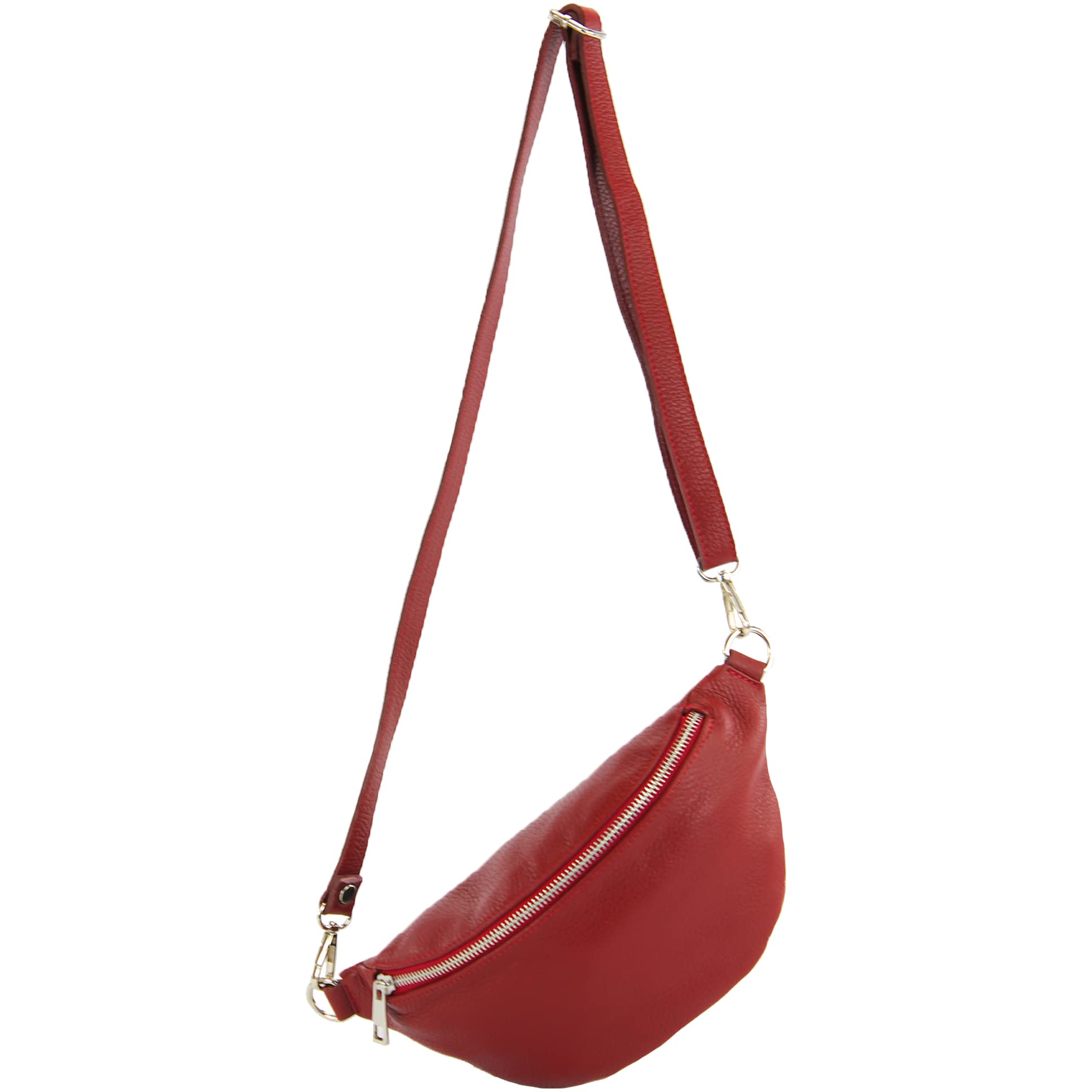modamoda de T211 Marsupio da Donna in Pelle, fatto a mano in Italia, rosso rubino, S