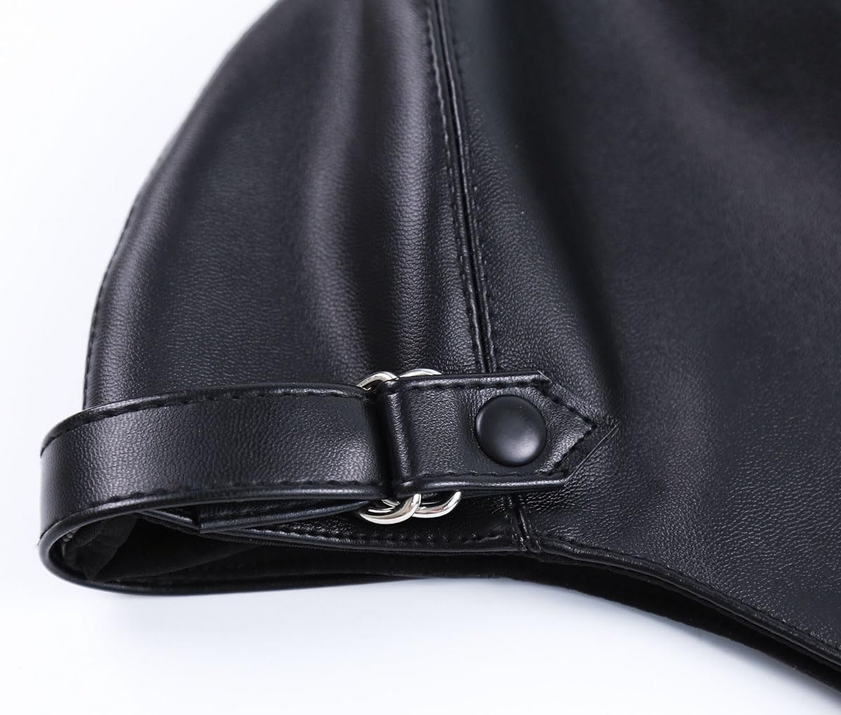 Black Leather Hood Masks Helmet Hollow Face Head Cover Masquerade Stage Props Headgear Aviator Hat Headhood Club Costume Party for Women Men