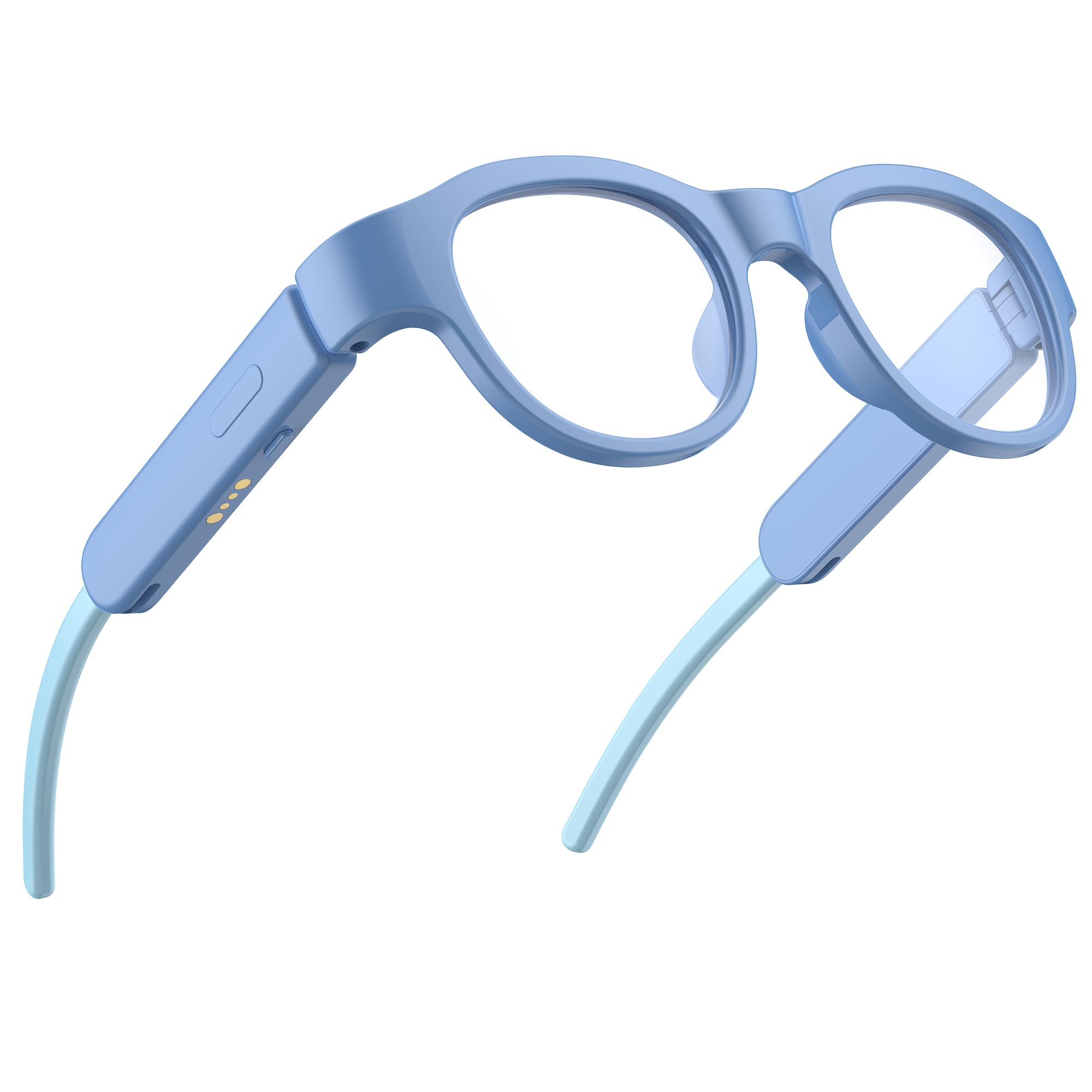 Kids Smart Glasses with LED Lights Bluetooth 5 4 Open-Ear Audio Touch Control Magnetic Charging Ages 6-12 Blue