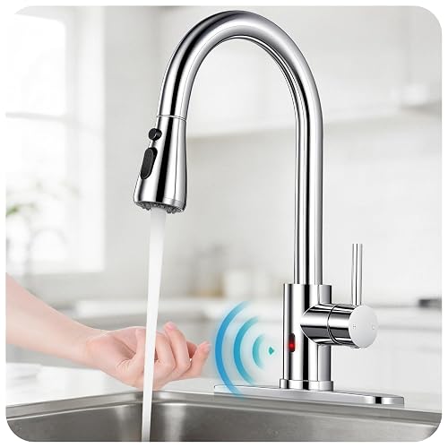 Polished Chrome Touchless Kitchen Faucet with Pull Down Sprayer