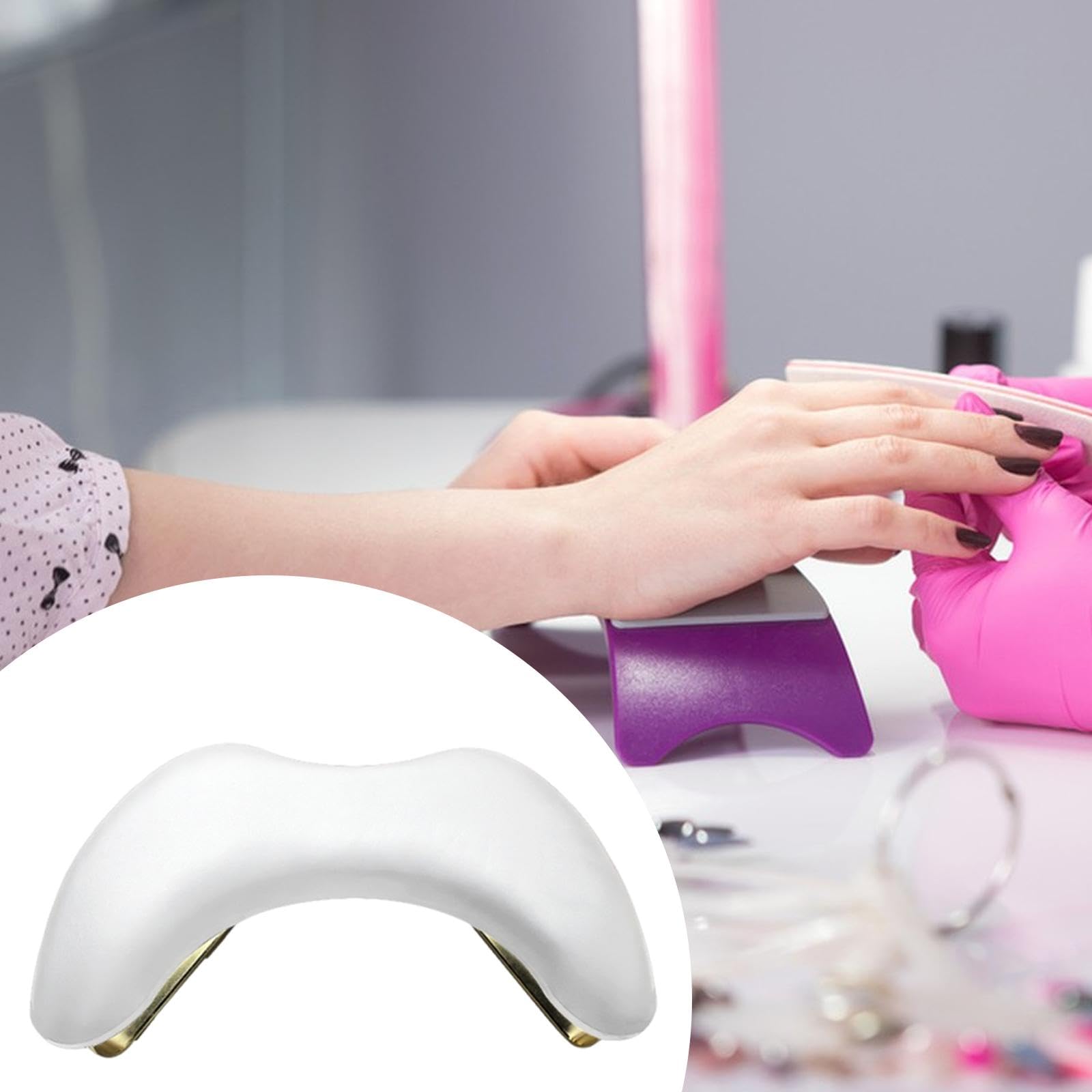 Almohada para Manicura, Reposamanos, Soporte para Durante, Soporte para Uñas, Cojín en Forma de U, Cómodo, de Piel Sintética, Blanco