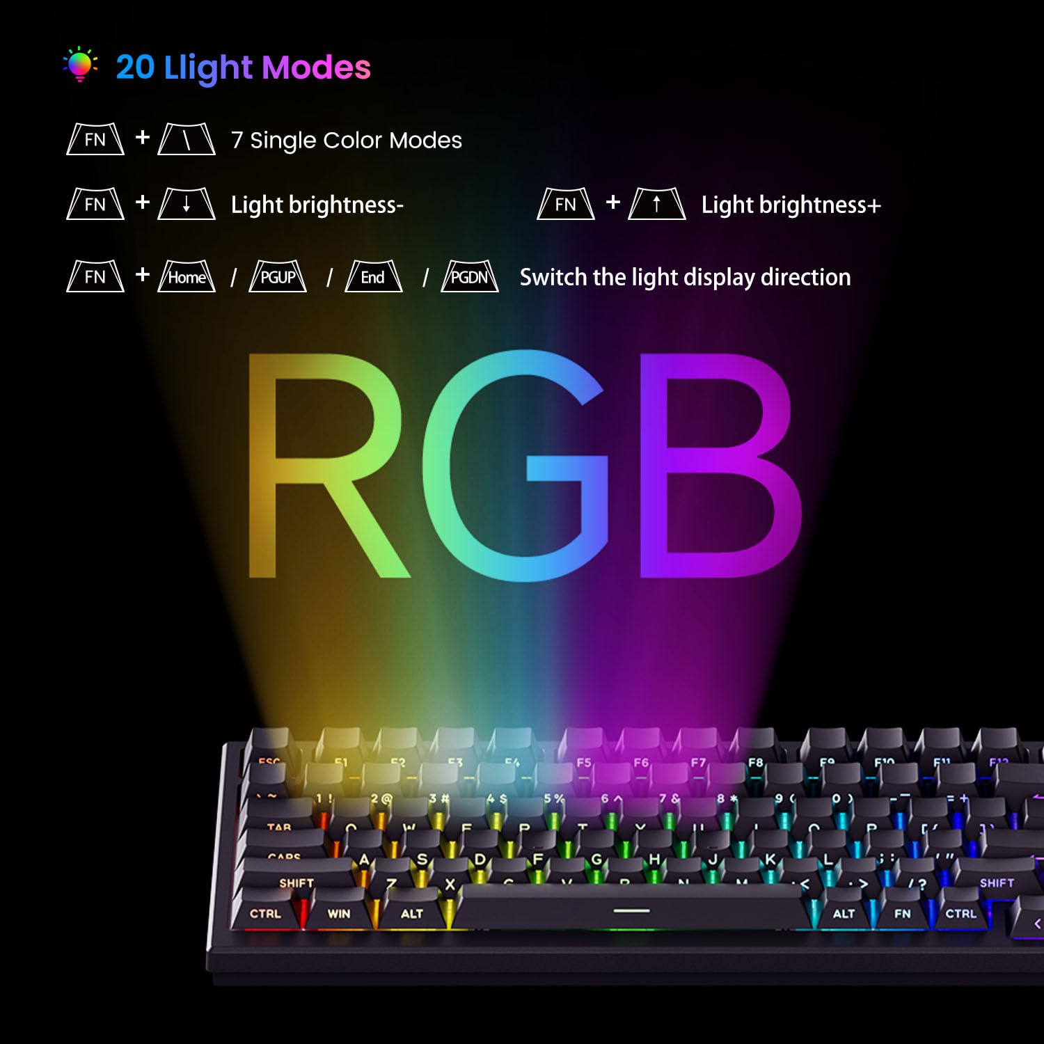 Akko Tastiera gaming cablata a grilletto rapido TAC75, switch magnetici ad effetto Hall, layout USA al 75%, frequenza di polling di 8K Hz, tasti in PBT (nero lucido, switch magnetico antiriflesso)