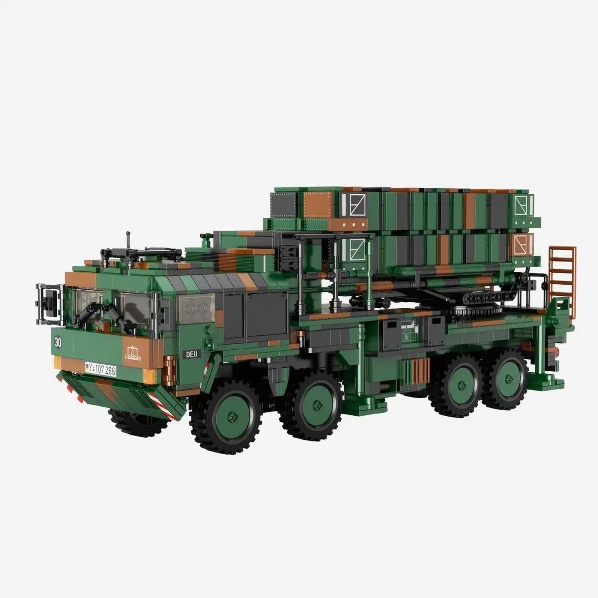 BlueBrixx Pro 107286 – Patriot System Raketenträger, Bundeswehr aus Klemmbausteinen mit 1612 Bauelementen