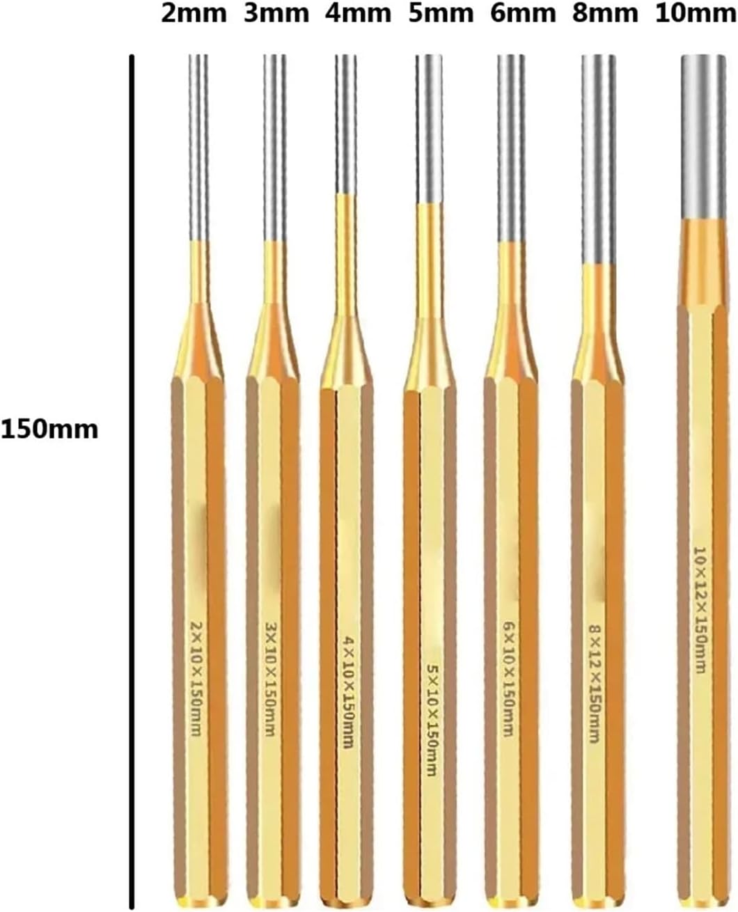 7 Piece Round Punch Set with Pin Remover Cylindrical Chisel Woodworking Centering Hand Tool
