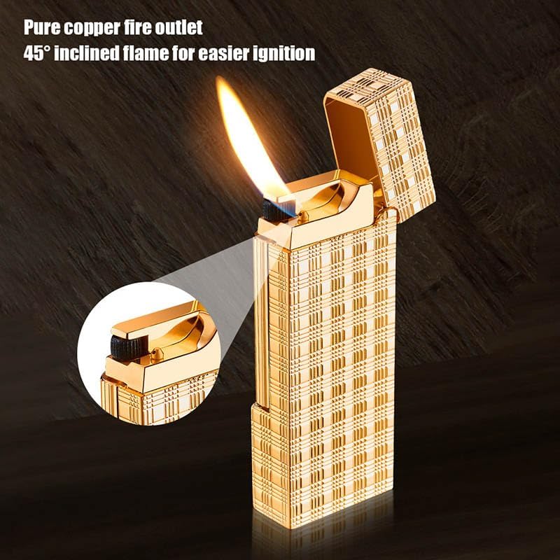 Classic Butane Lighter Metal Side Slide Lgnition Refillable Soft Flame Lighter for Women and Men Collection, Butane is Not Included (Silver)