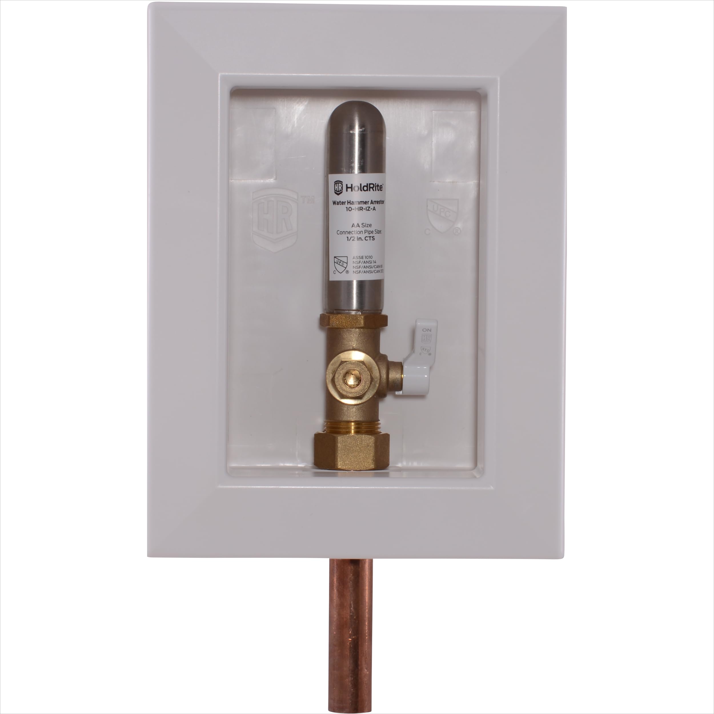 Holdrite HR-IMA-M-0 Non-Fire Rated Ice Maker Outlet Box with Water Hammer Arrestor, White