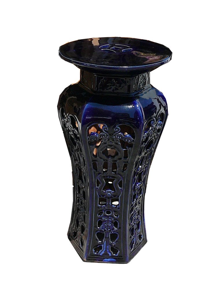 Ceramic Clay Navy Blue Round Tall Pedestal Stand Avs147 : Amazon