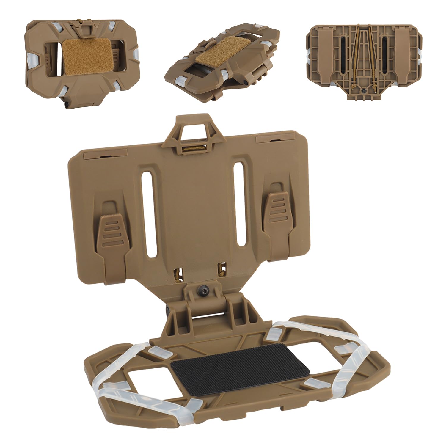 Zhongren Support de téléphone Tactique Molle - Support de Poitrine pour téléphone Portable - pour Airsoft - Pliable - pour écran de 4,7 à 6,7" (Brown)