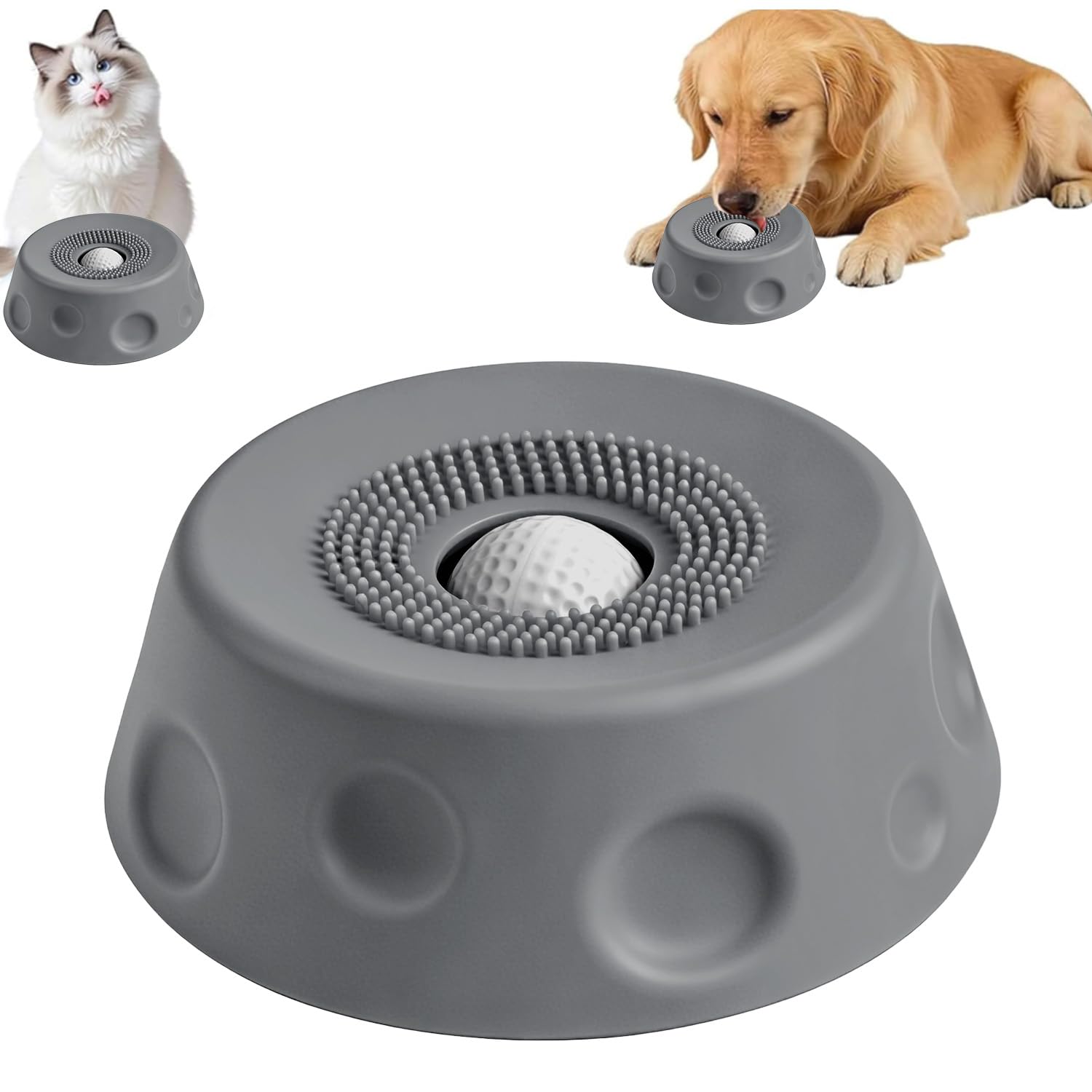 Schleckball Hund Silikon, Schleckmatte Hund, Antischlingnapf Hunde Katze mit Saugnapf, Futternapf Hundenapf Schleckmatte für Anti Schling Napf, Haustier Interaktives Spielzeug für Welpen Katzen