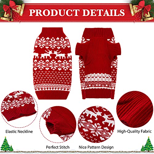 2 Pieces Dog Holiday Reindeer Clothes Christmas Snowflake Dog Sweater Red Dog Clothes Christmas Dog Clothes For Dogs Pets Cats Puppy Christmas New Year (Elk,Medium) #TOP2