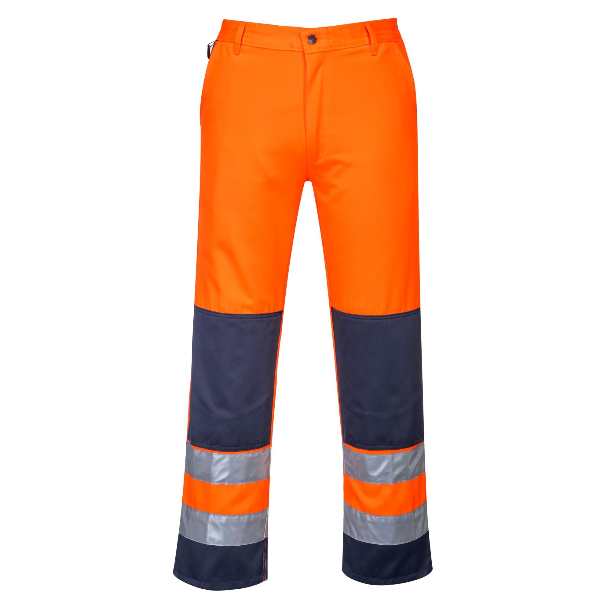 Portwest Calais Hi-Vis Trousers Orange/Navy Size: M Inside Leg: 31&quo