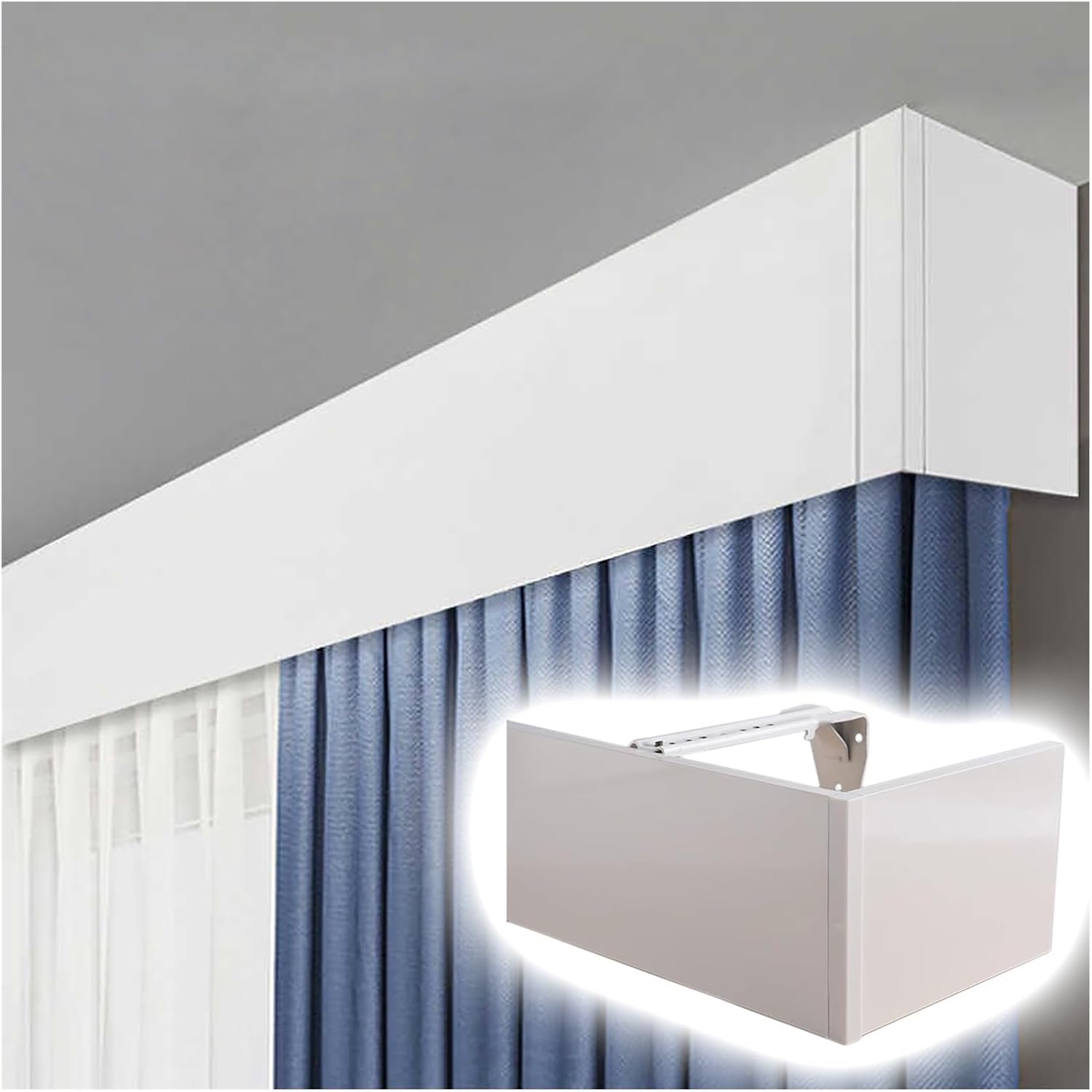 Heavy Duty Aluminum Cornice Boards for Wall-Mounted Curtain Rail Box, 2.2m Ceiling Installation, Sleek Modern Design, No Track Required, Perfect for Home Decor