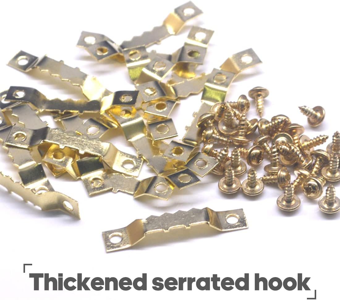 20-Pack Picture Hangers with 40 Screws, Sawtooth Frame Hooks for Wooden & Canvas Frames, Secure Wall Hanging Solution
