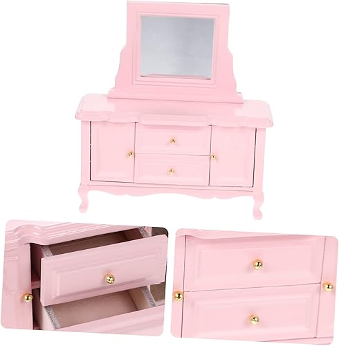 Miniatura 7 de Veemoon Mini aparador Mini muebles de madera, mini tocador de escritorio, muñeca, mini gabinete, mini mueble de madera, decoración de paisaje, mini
