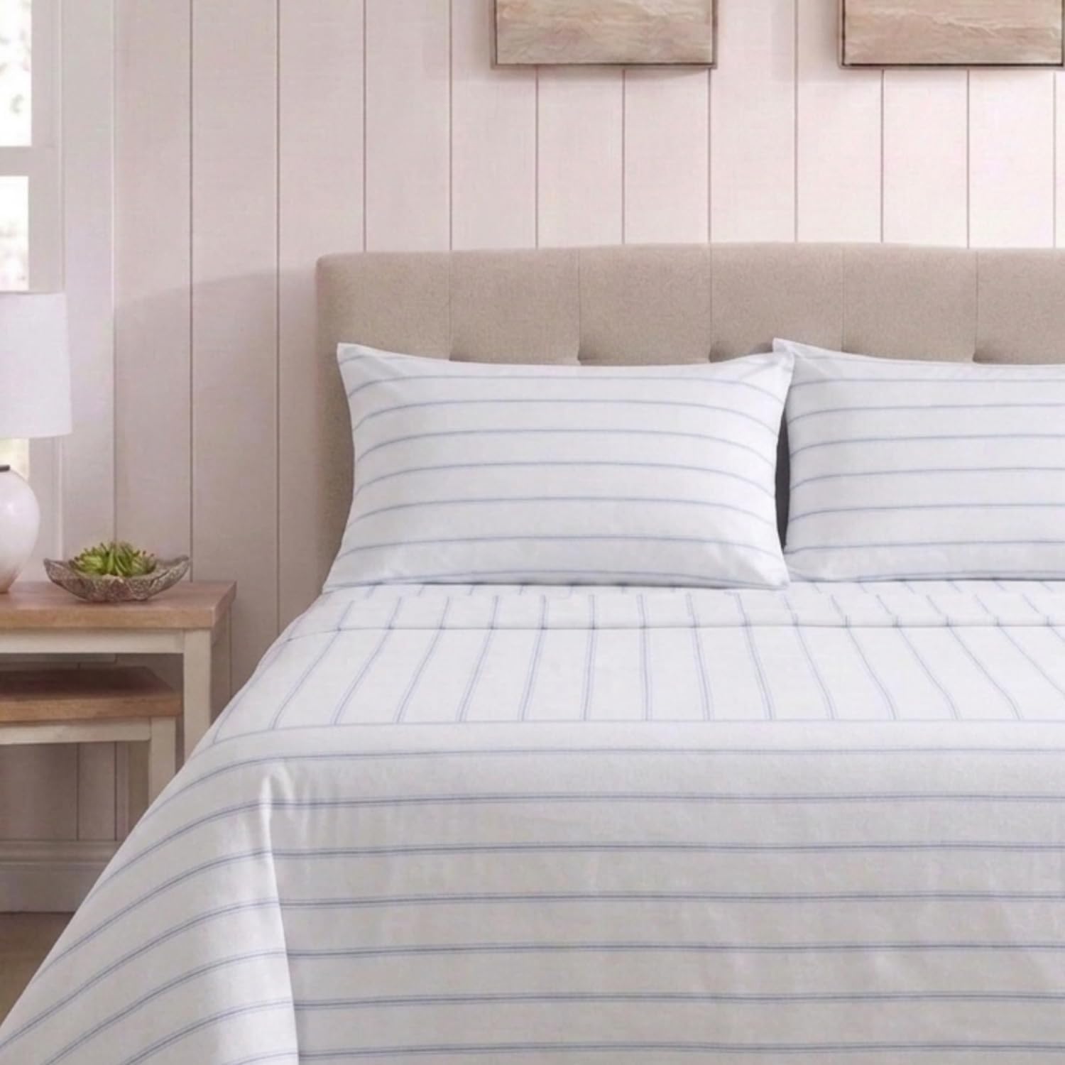 Nautica – Twin XL Size Sheet Set, Crisp Cotton Percale Bedding with Matching Pillowcase, Lightweight & Breathable Bed Sheets, Deep Pocket, College Dorm Room Essentials (Skippers Island Blue)