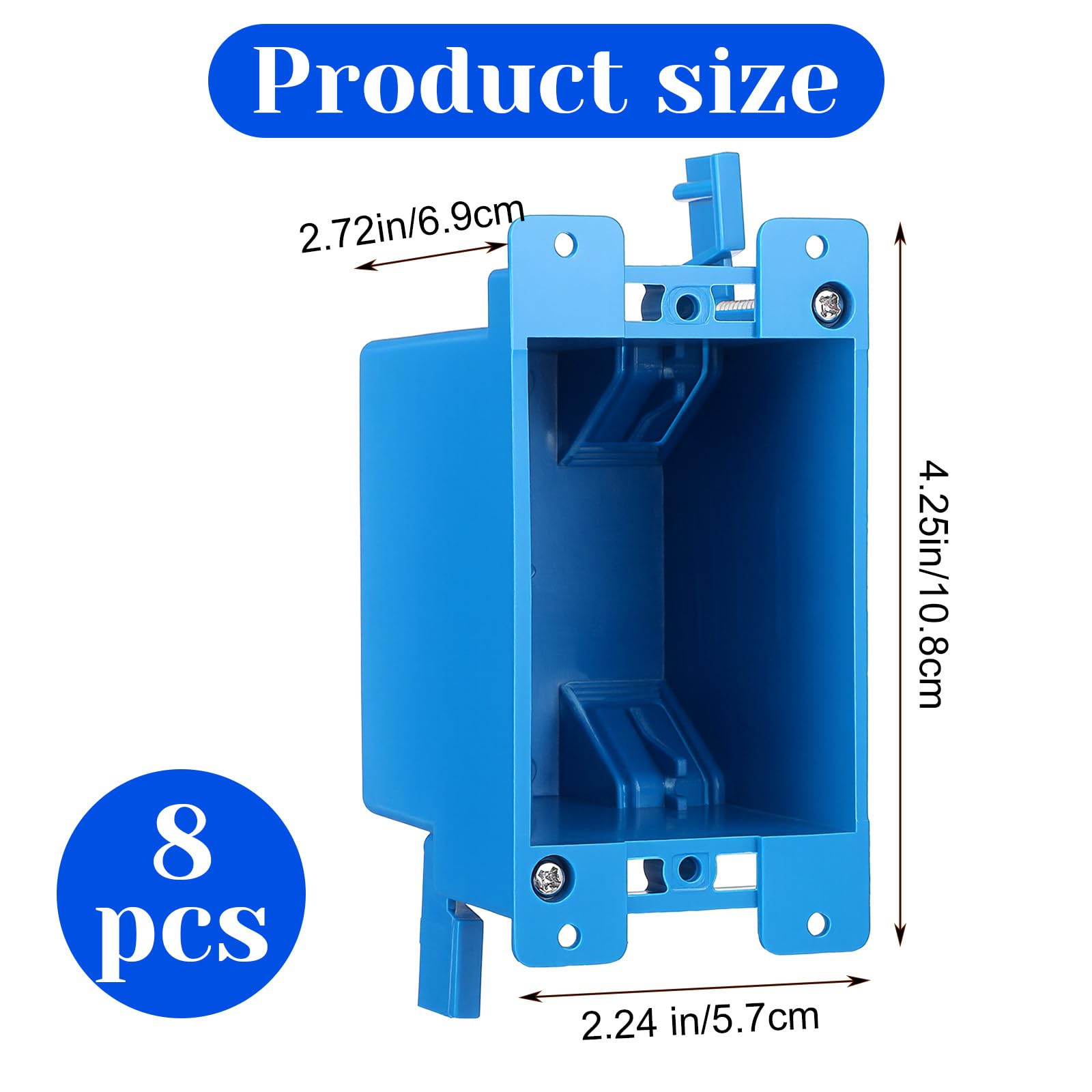 Sibba 8 Pack Single Gang Electrical Outlet Box, 1-Gang Old Work Box 14 Cubic Inch PVC Electrical Boxes for Switch Outlet, Wall Mount Device Boxes for Residential Commercial Applications — Amazon image 2