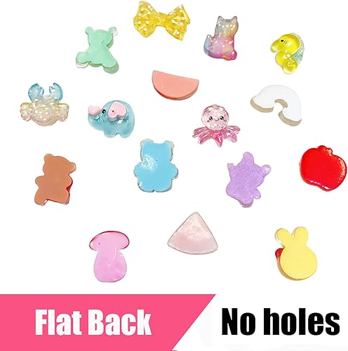 Miniatura 3 de FULUSODO Juego de adornos de 60 piezas, conjunto de adornos de resina mixta a granel con parte trasera plana