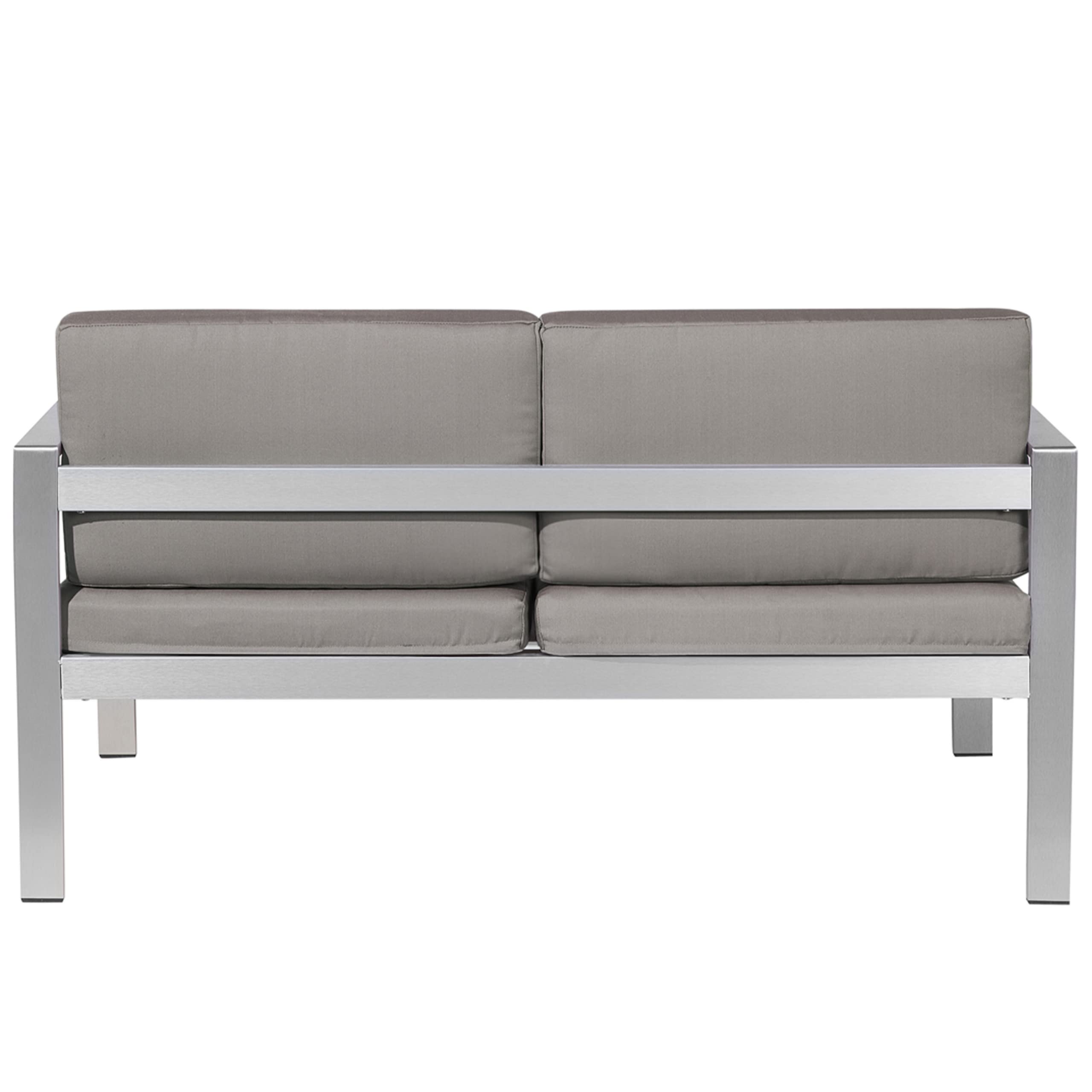 Beliani Divano Giardino 2 Posti Struttura in Alluminio Anodizzato Grigio Scuro con Cuscini