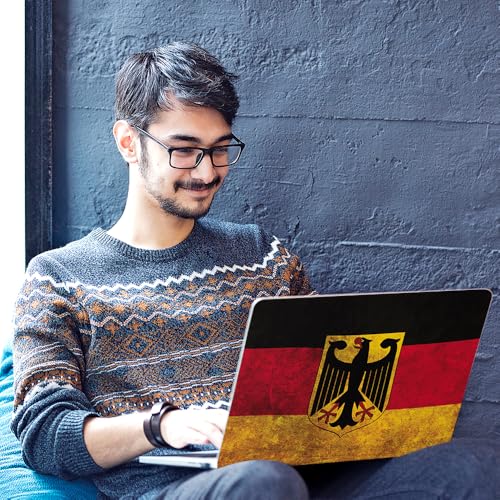 Image of Galaxsia Grunge Germany Flag Top+Wrist Pad Vinyl Laptop Skin /Sticker /Cover Upto 15.6 Inches Laptops Laminated-Removable-HD Quality Compatible for Hp-Dell-Sony-Lenovo-Asus etc.(15x10 Inches)