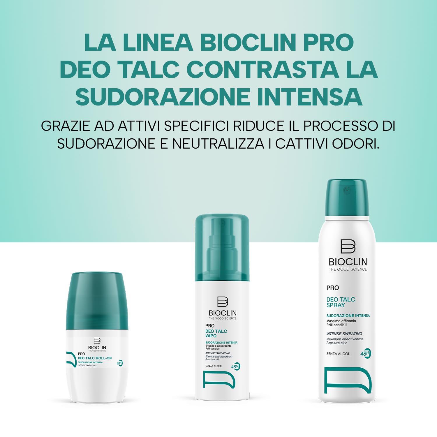 BIOCLIN Deo Pro Talc Roll-on – 50 ml – Deodorante Senza Alcol Ideale per Sudorazione Intensa e Pelli Sensibili – 48h di Protezione – Piacevole profumazione talcata