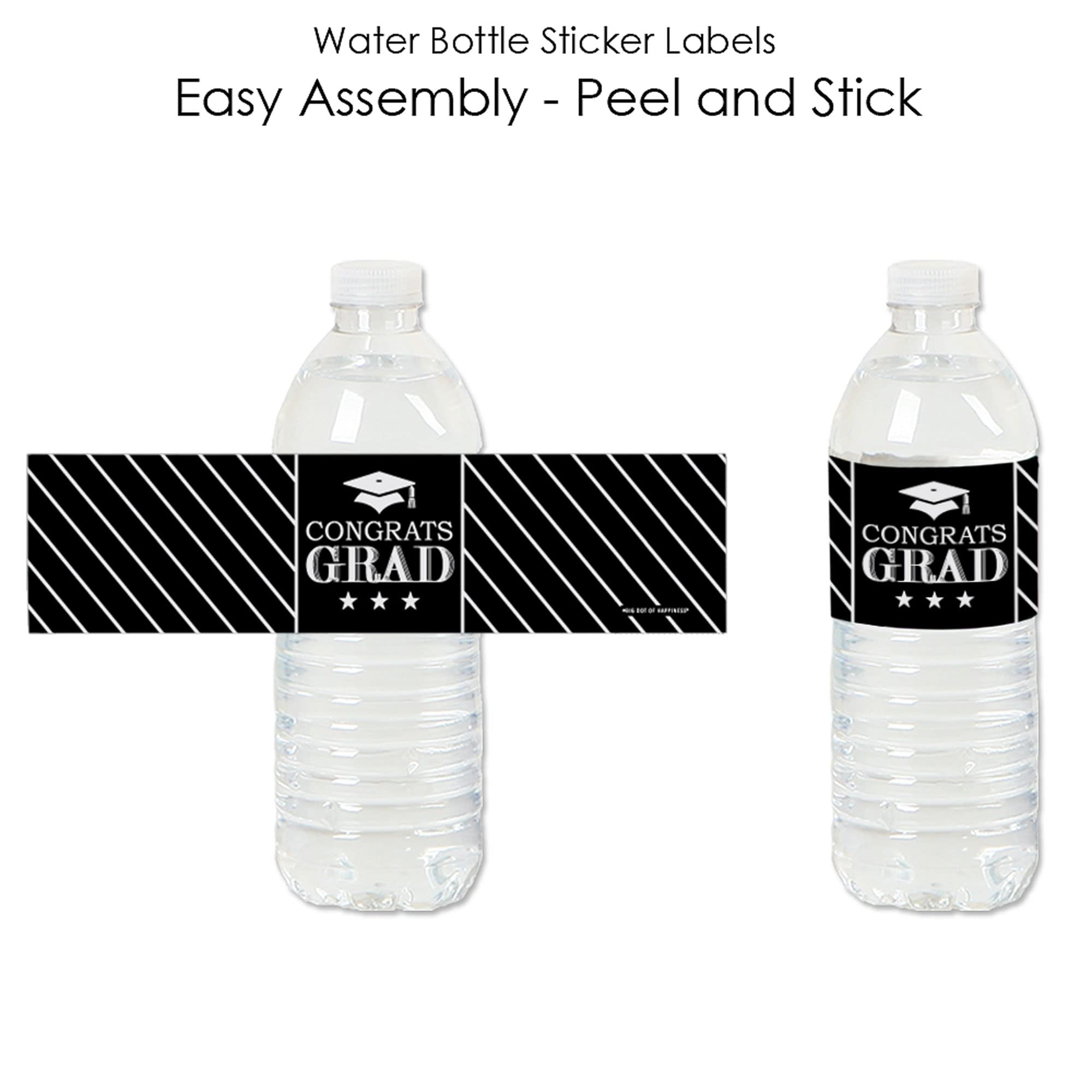 Big Dot of Happiness Graduation Cheers - Graduation Party Water Bottle Sticker Labels - Set of 20