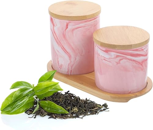 Miniatura 2 de 1 juego de tarros herméticos de cerámica con tapas organizador con tapa recipiente con tapa caja de té para té suelto frasco de almacenamiento de té