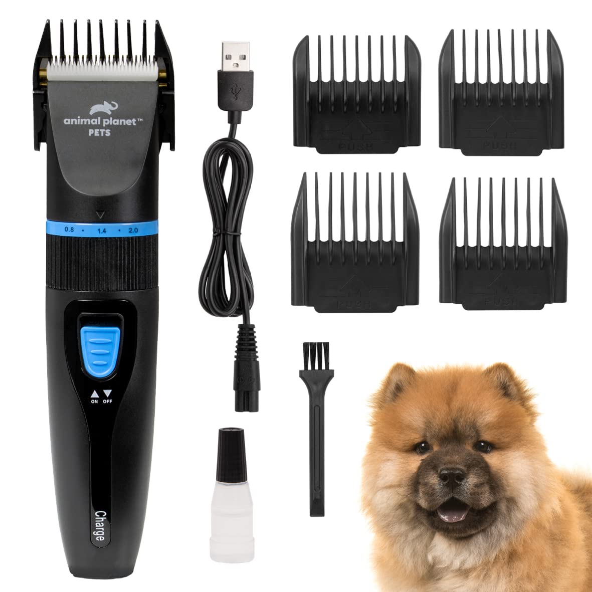 Animal Planet 59539 Cordless Professional Pet Grooming Clippers and Accessories/Rechargeable Dog & Cat Fur Trimmer/High Precision Low Noise Shaver