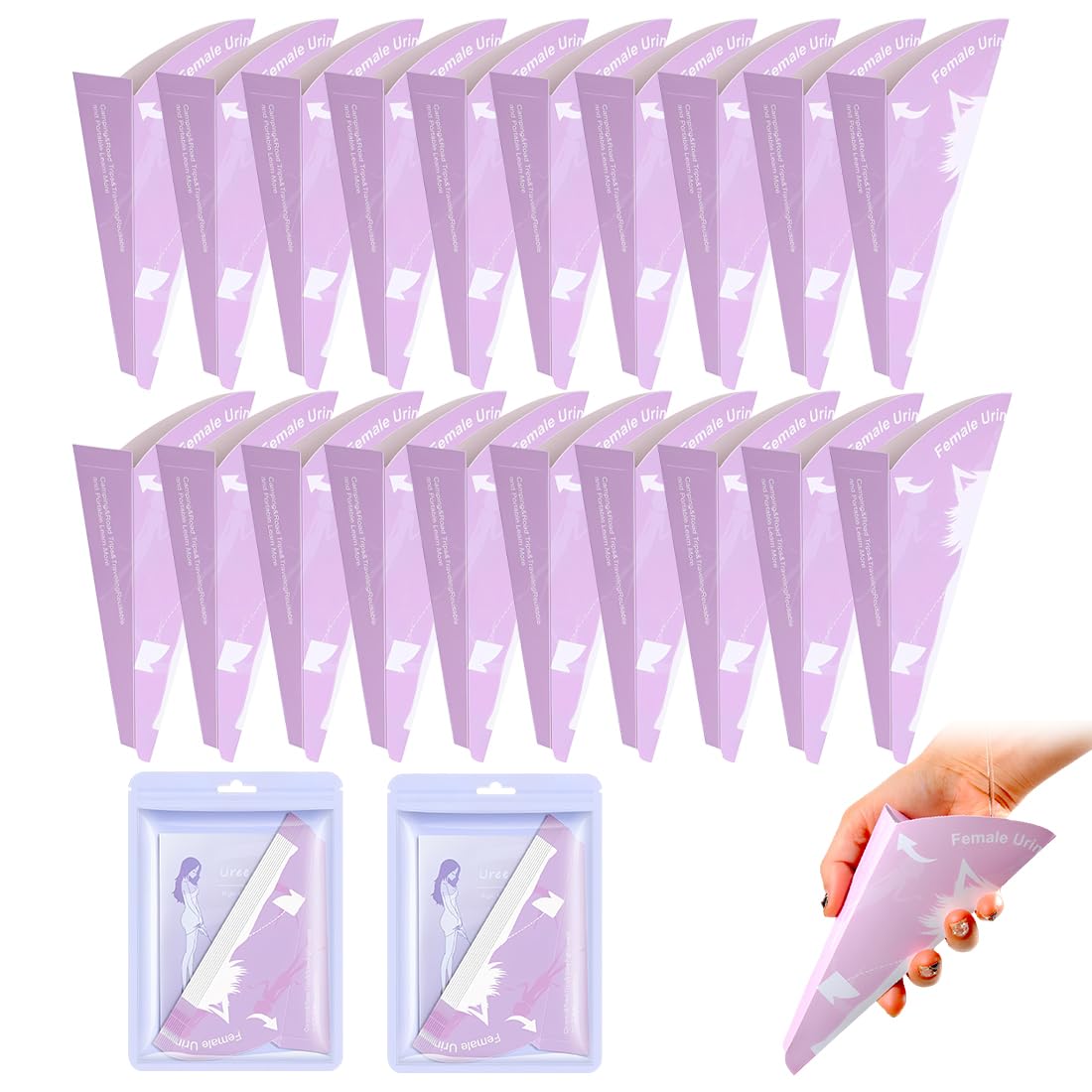 20 Pz Coni per Pipi Donna Usa Getta,Imbuto Pipi Donna in Pied,Orinatoio Portatile,Urinella Donne in Carta Impermeabile Movimento Femminile,Orinatoio Coppetta Riutilizzabile