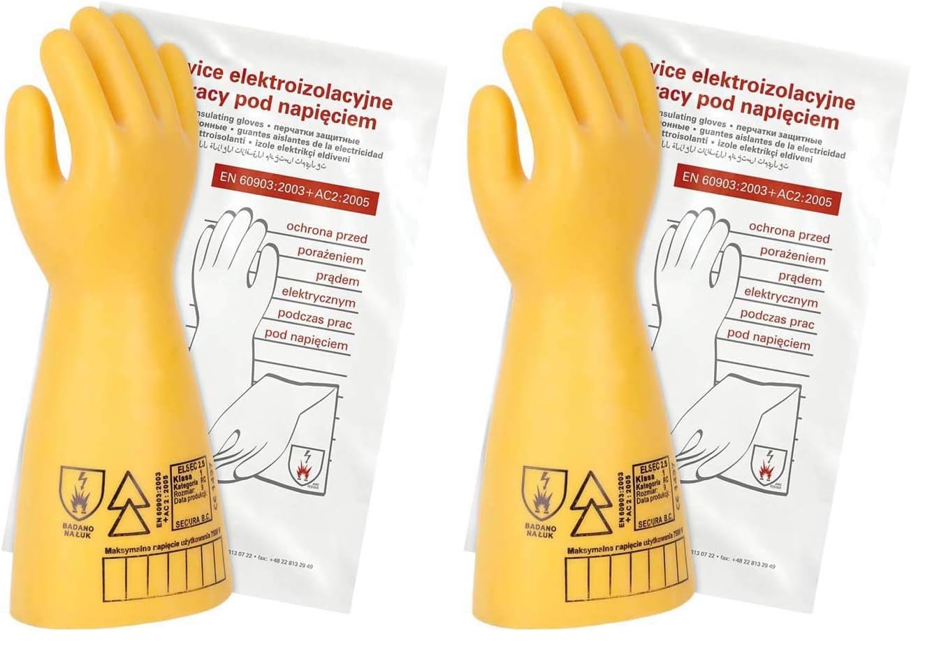 Secura RELSEC-2-5 Y 9 gants électro-isolants ELSEC 2,5 kV Classe 00 Jaune 9 Taille 9 (Lot de 2)