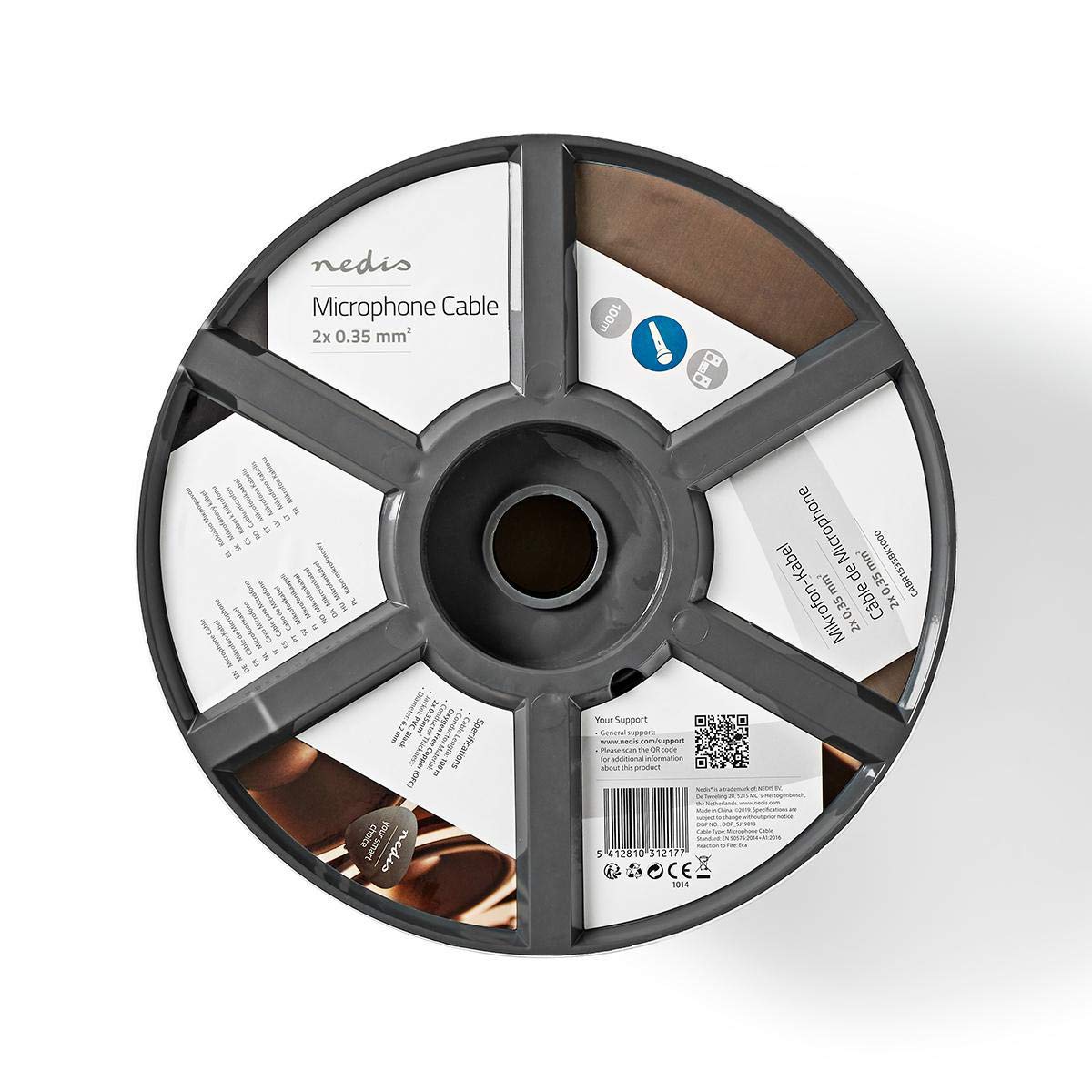 NEDIS - Câble micro - 2 x 0,35 mm² - 100 m - Rouleau - Noir