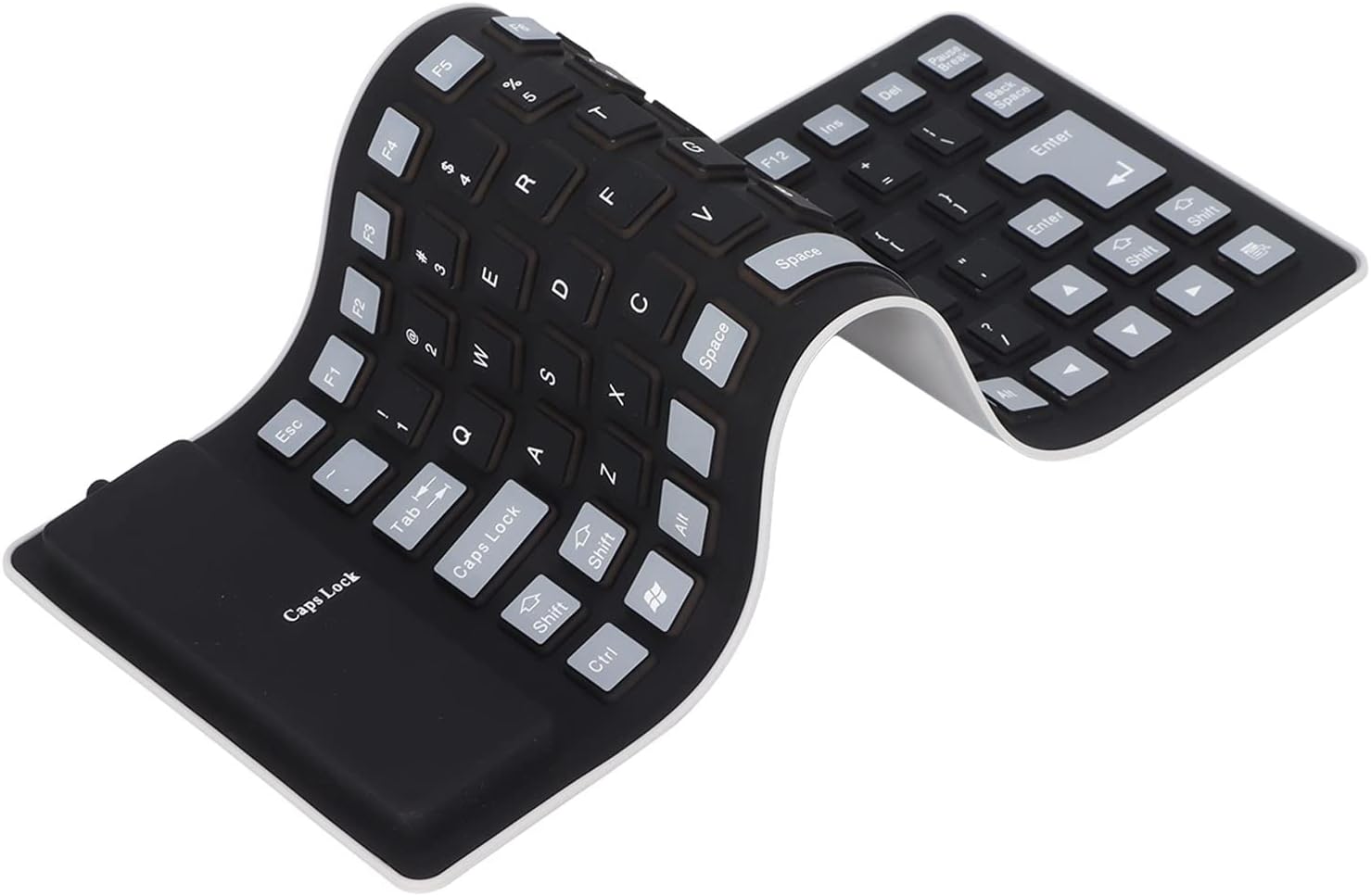 ASHATAWaterproof Silicone Keyboard,Foldable Flexible Wired USB Mini Dustproof Silent Keyboard 85 Keys,Lightweight & Portable,Soft Comfortable to Use,for PC Laptops(black)