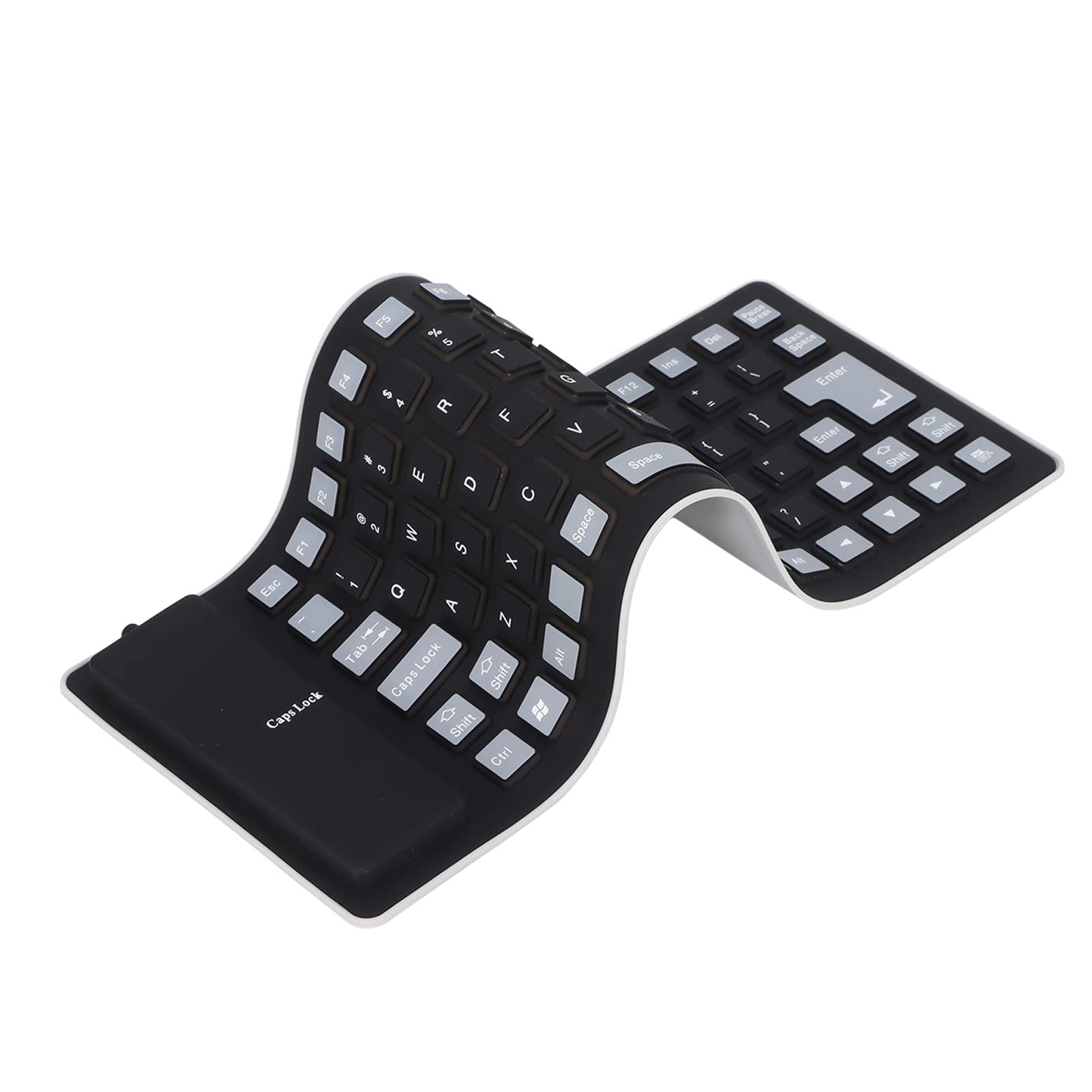 ASHATAWaterproof Silicone Keyboard,Foldable Flexible Wired USB Mini Dustproof Silent Keyboard 85 Keys,Lightweight & Portable,Soft Comfortable to Use,for PC Laptops(black)
