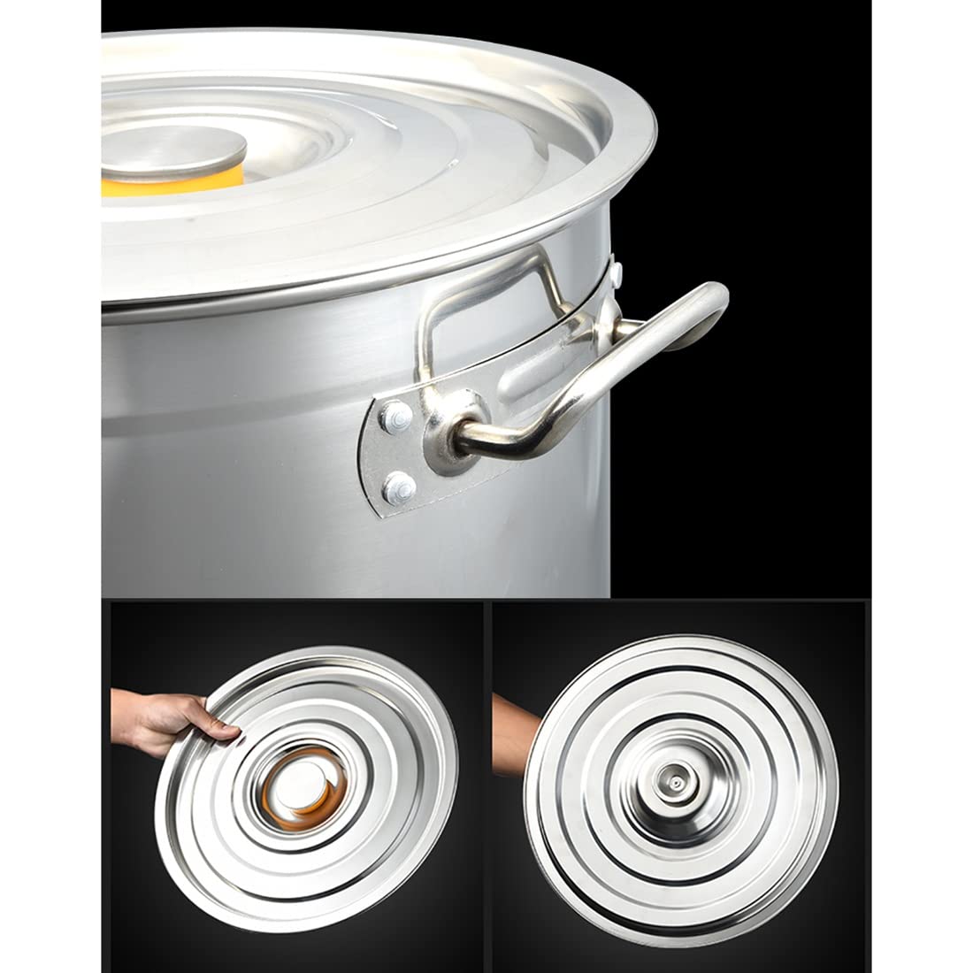 Cacerola de acero inoxidable con tapa | Olla de cocción de gran capacidad adecuada para guisos, cocer a fuego lento, fideos y preparación. Utensilios de cocina duraderos de acero inoxidable para