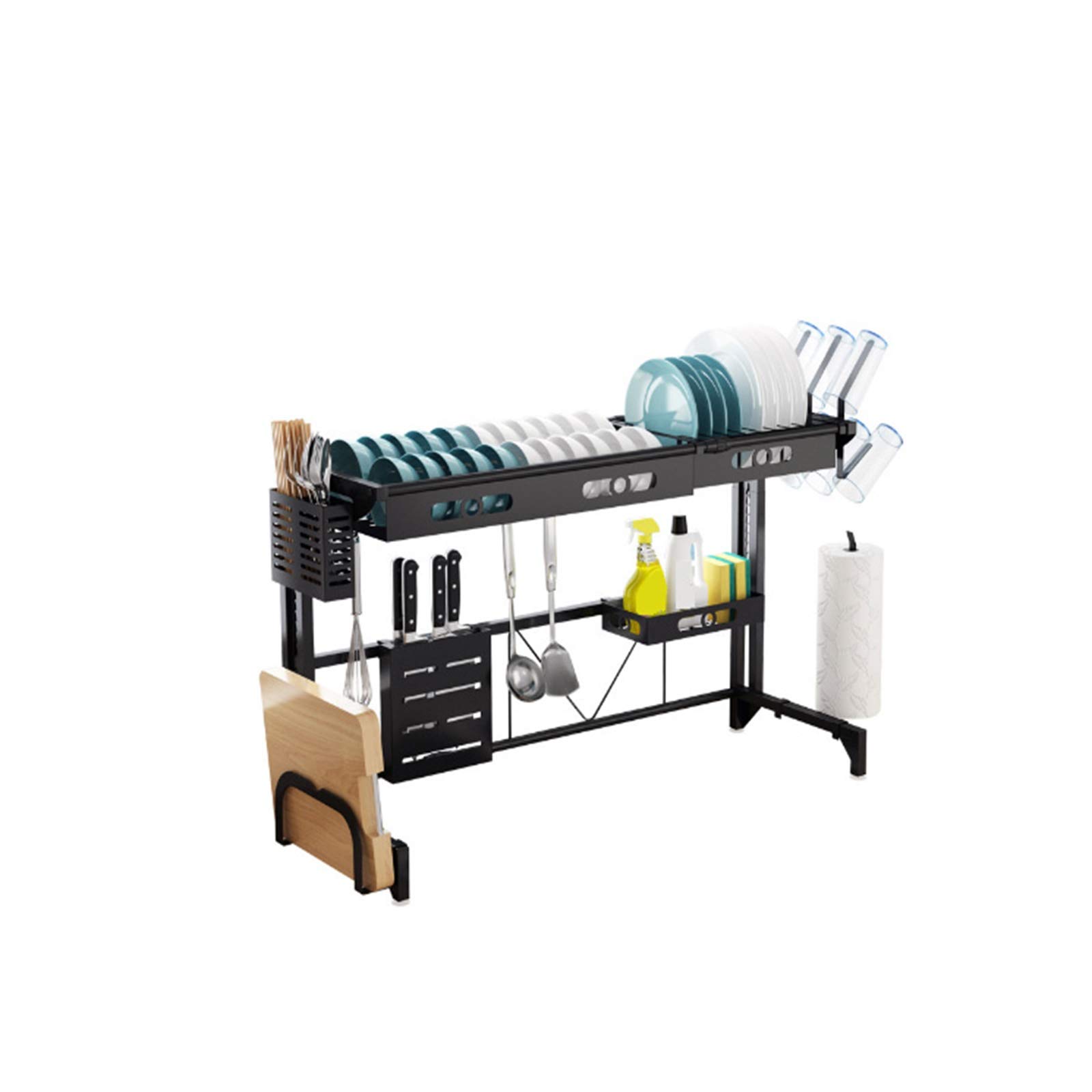 Escurridor De Cubiertos, Estante De Almacenamiento De Cocina, Fregadero De Secado Tablero De Drenaje Estante Para Platos Estante, Utensilios De Cocina De Protección Ambiental Inoxidable 95cm,negro