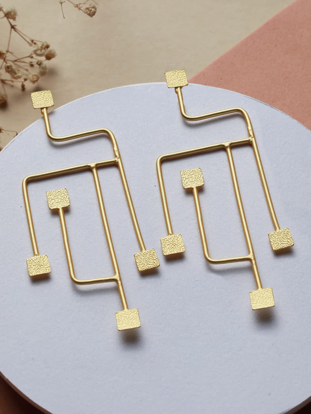 Women's Contemporary Line Plated Drop Earrings