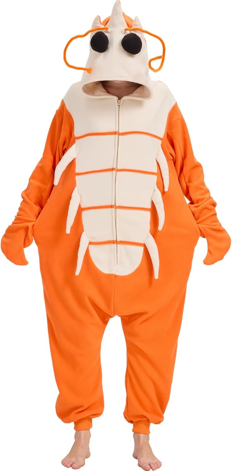 Adult Sea Creatures Onesie Lobster, Crab, Shrimp, Seahorse, Turtle Halloween Costume Unisex Animal Cosplay Pajamas