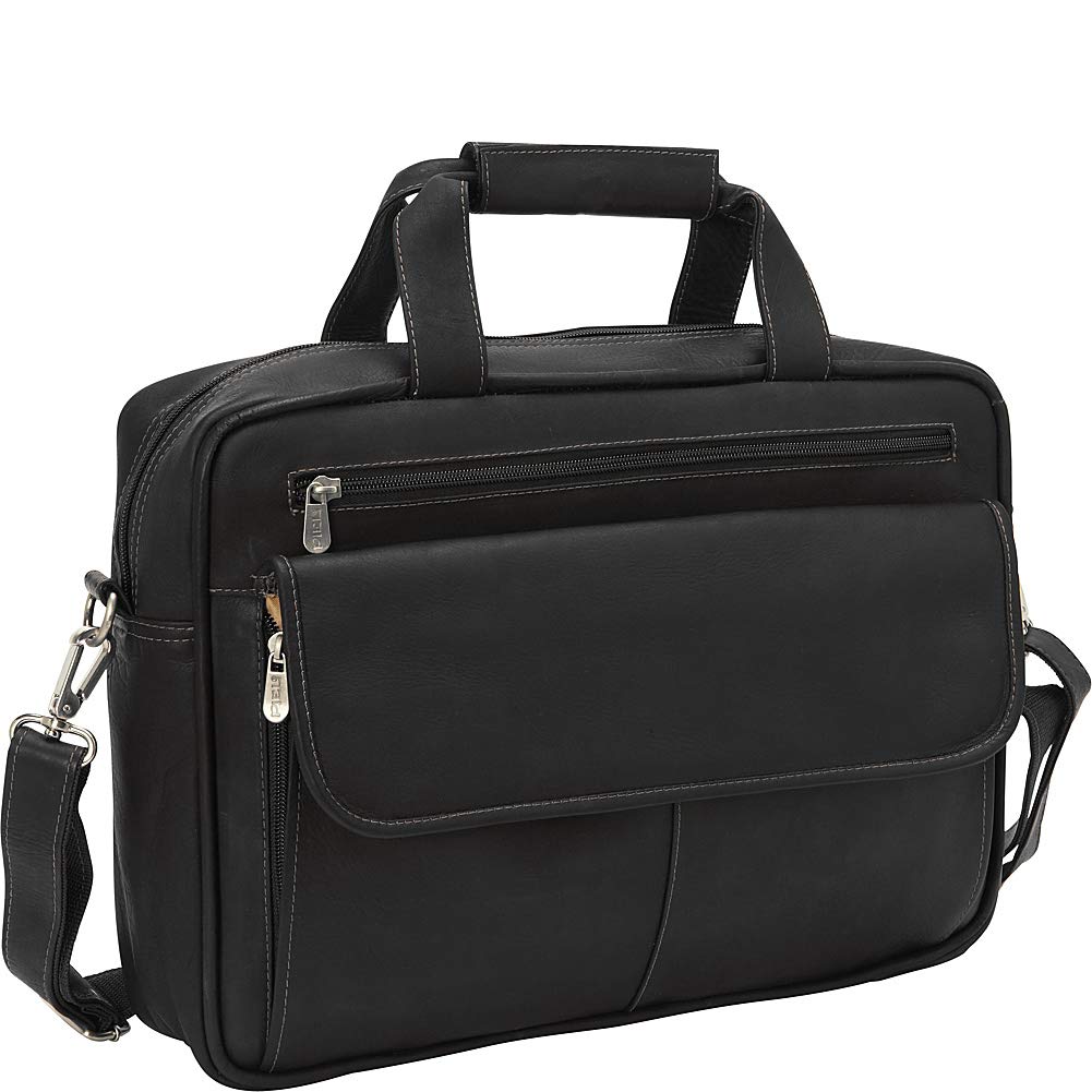 Slim Top-Zip Briefcase, Black, One Size-image-14