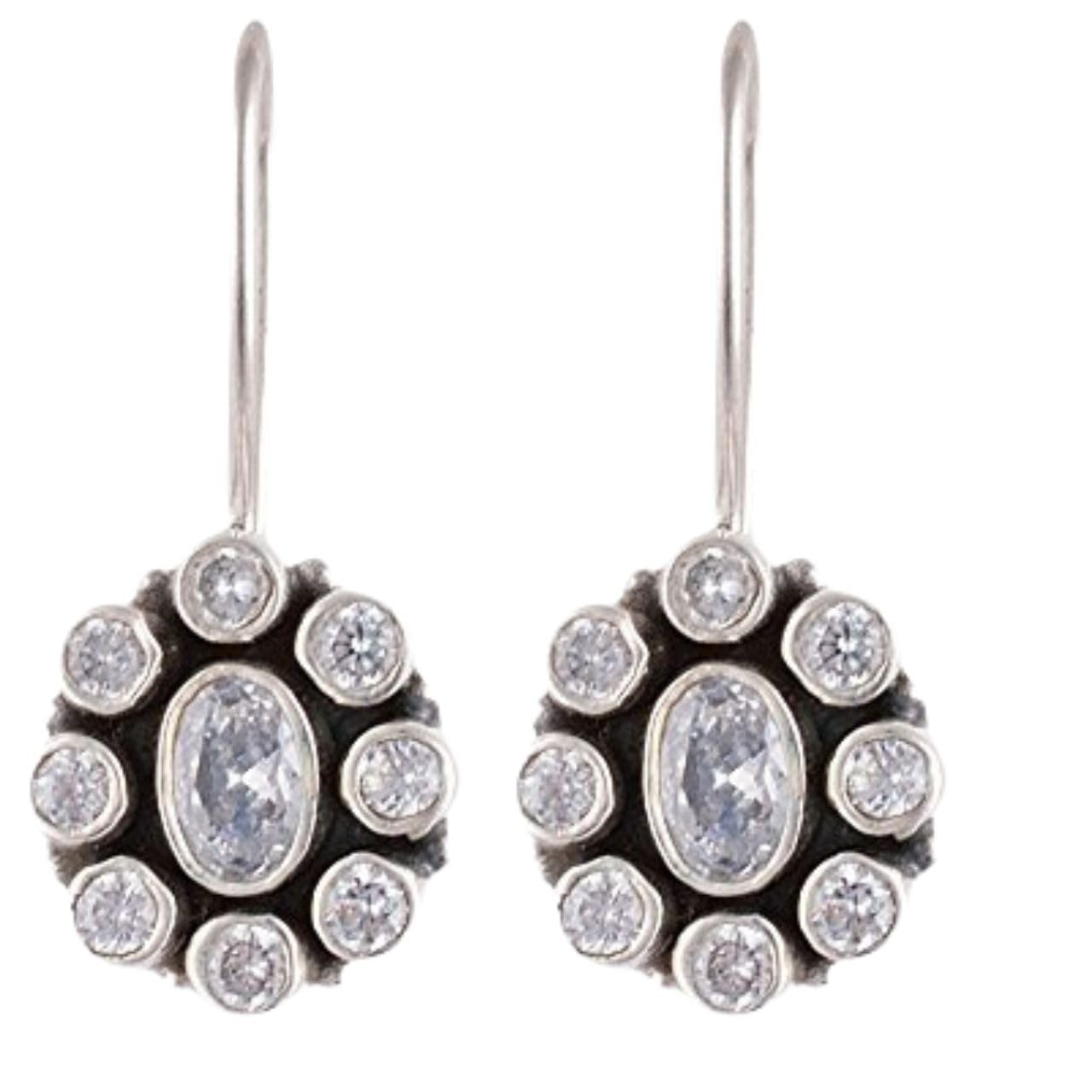Handicraft Fashion Point 92.5 Sterling Silver Pearls And Zircon Silver Earrings for Women and girls