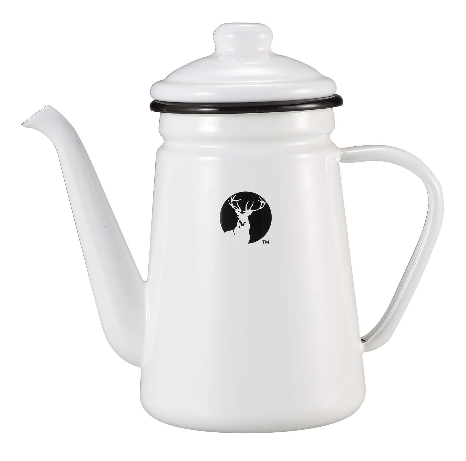 Captain Stag UH-524 Enameled Coffee Pot, 0.4 fl oz (1.1 L), White