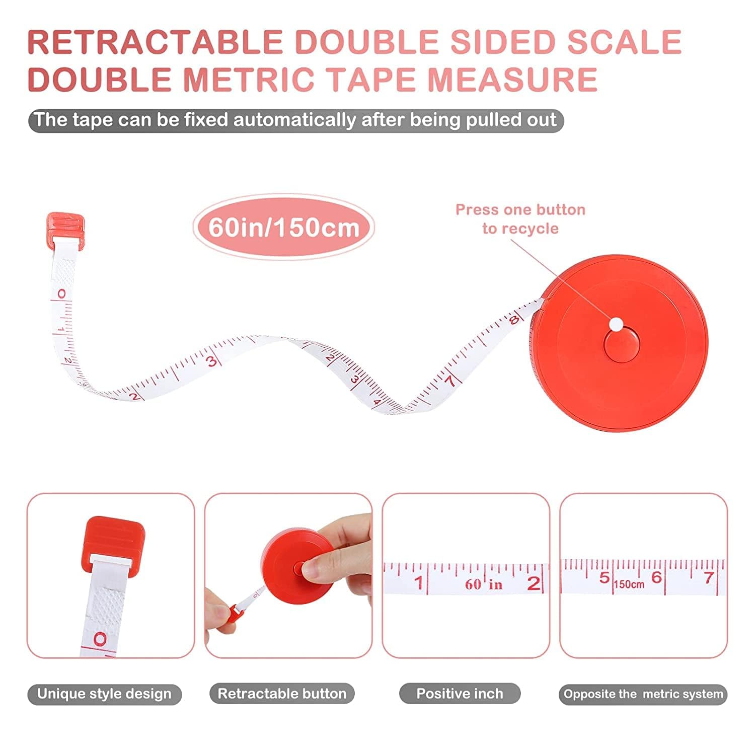 Paquete de 120 cintas métricas, cinta métrica retráctil suave de 150 cm, para medir el cuerpo, tela de sastre, medidas de manualidades en casa (12 colores)
