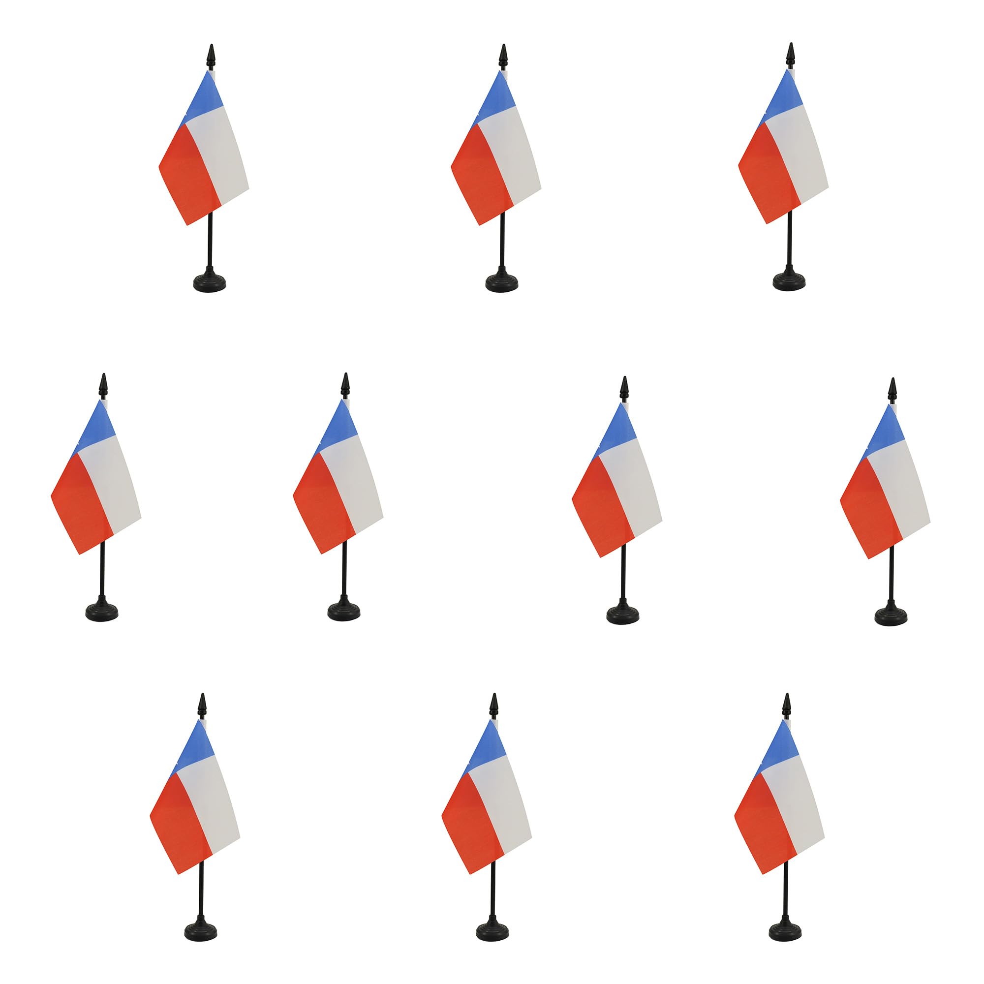AZ FLAG - Set of 10 Texas Table Flag 4'' x 6'' - 10 Small Texan Office Flags 100% Polyester 15 x 10 cm - Mini Desk Flag with 10'' Pole and Black Plastic Base