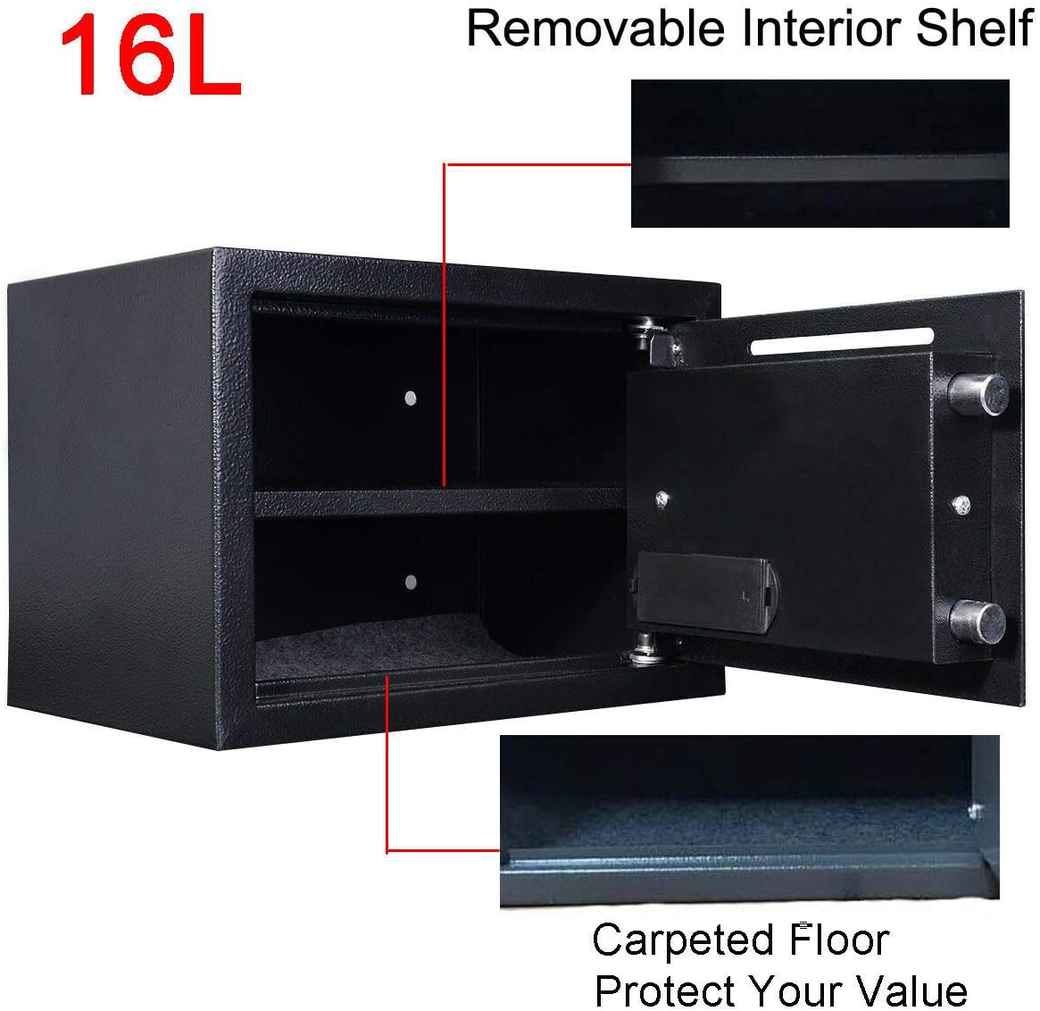 4.6L Wall Mounted Firoof Document Safe Box with Key Lock, Comes with 2 Emergency Keys (White)