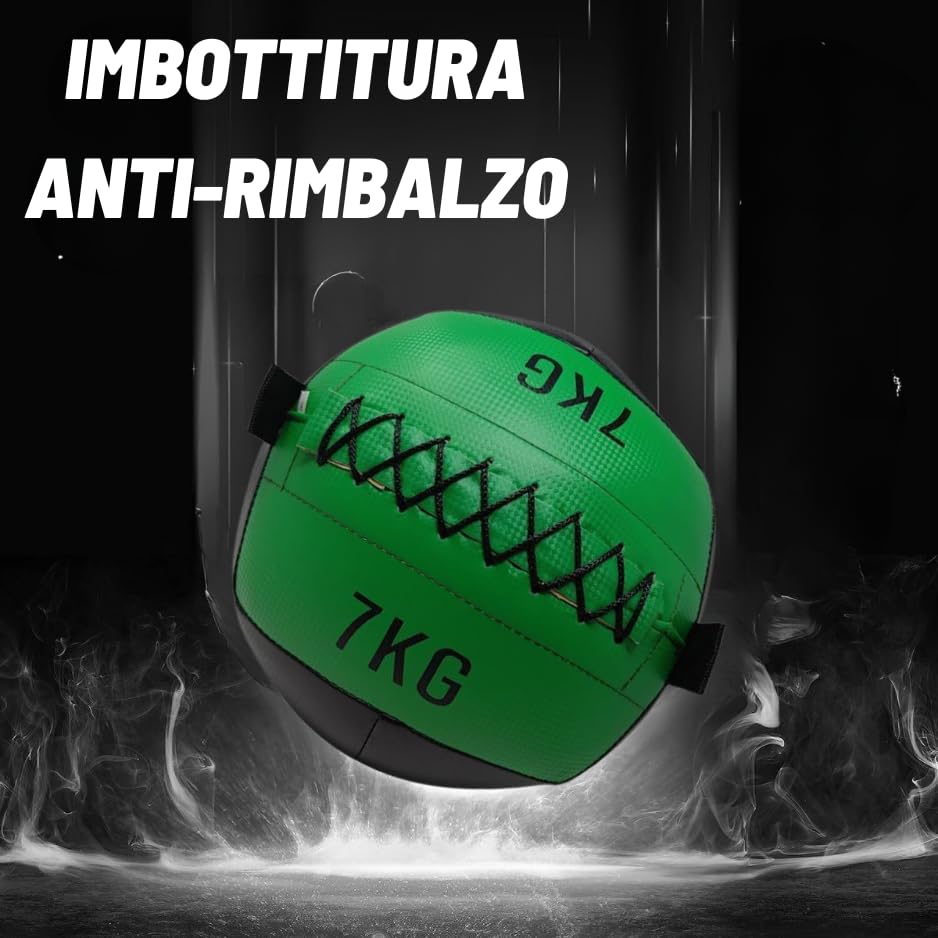 Palla medica fitness 7 Kg wall ball Multifunzione, Palla medica 7 kg in Ecopelle, Gym ball palle mediche crossfit