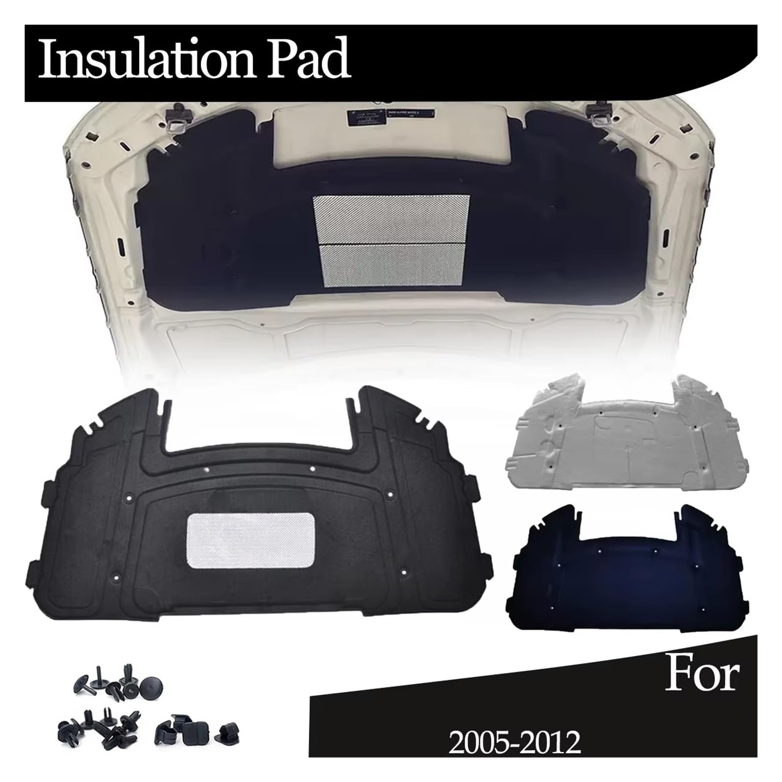 Panel de aislamiento térmico para coche Para Serie 3 E90-E93 323i 325i 05-12 Capó delantero del motor, almohadilla aislante térmica, acústica de algodón(C)