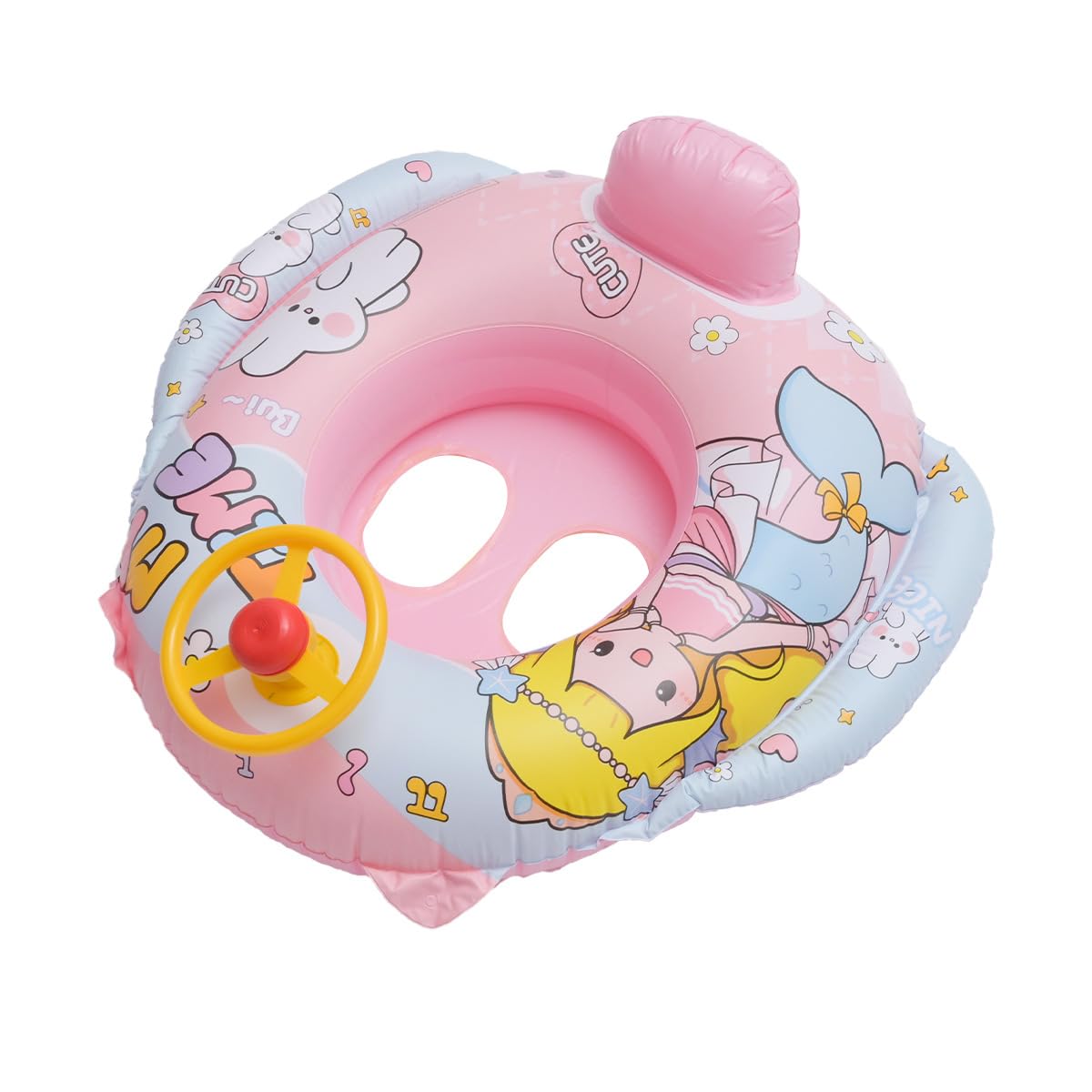 Pink Rabbit Swim Ring, Pool Float for Kids, Swimming Pool Floats Boat Seats, Baby Inflatable Seat Swimming, Baby Swimming Pool Floats, Pool Float Ring for Toddler